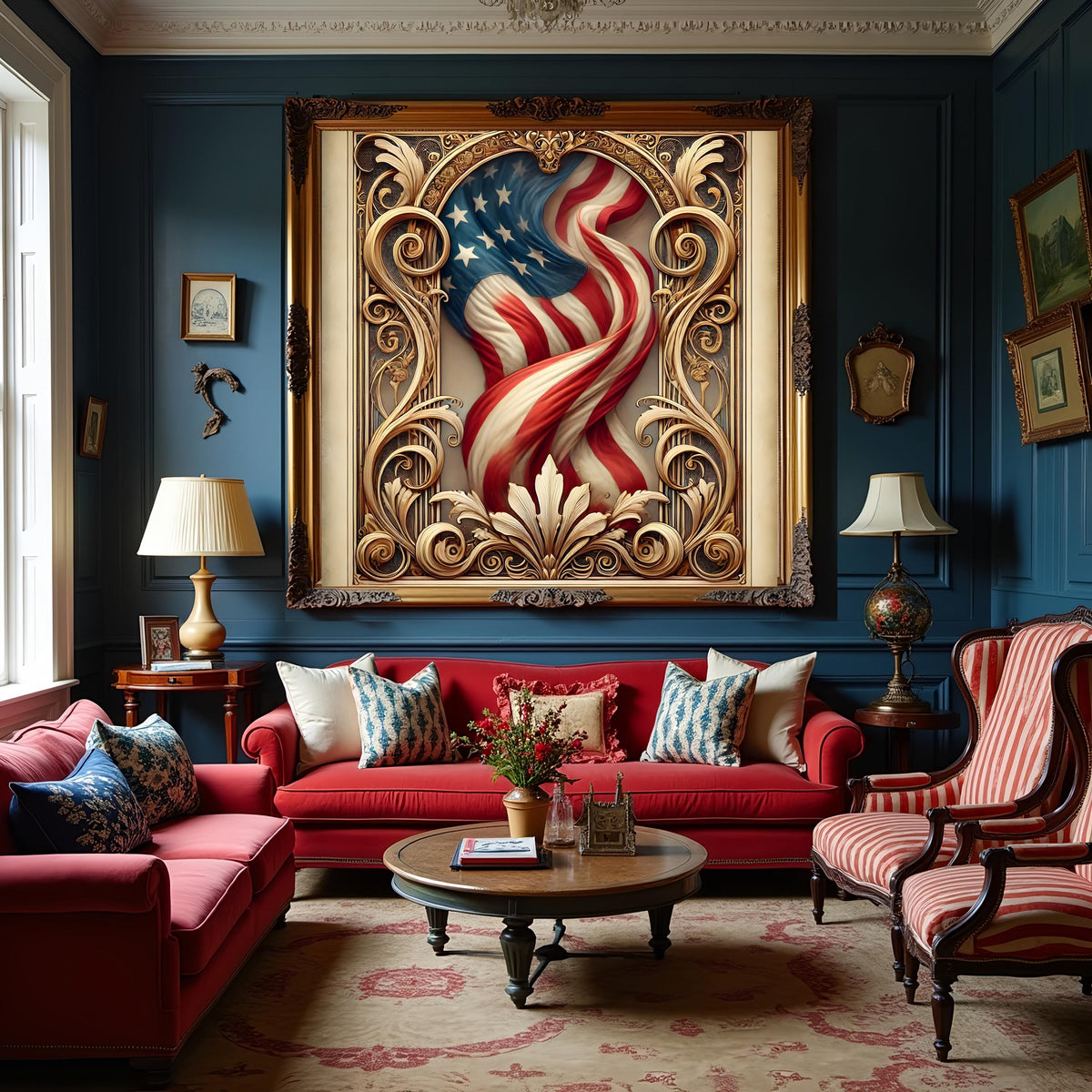 Art Nouveau American Flag Print: Vintage Patriotic Wall Art (Digital Download)