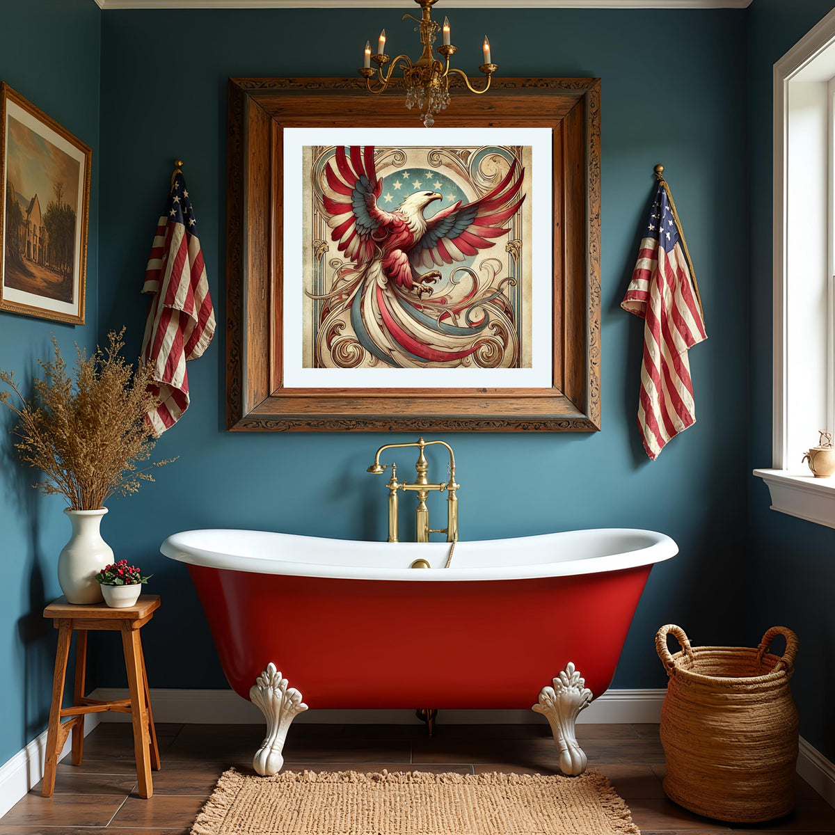 Art Nouveau Patriotic Eagle Print: Vintage American Flag Colors (Digital Download 4096x4096px )