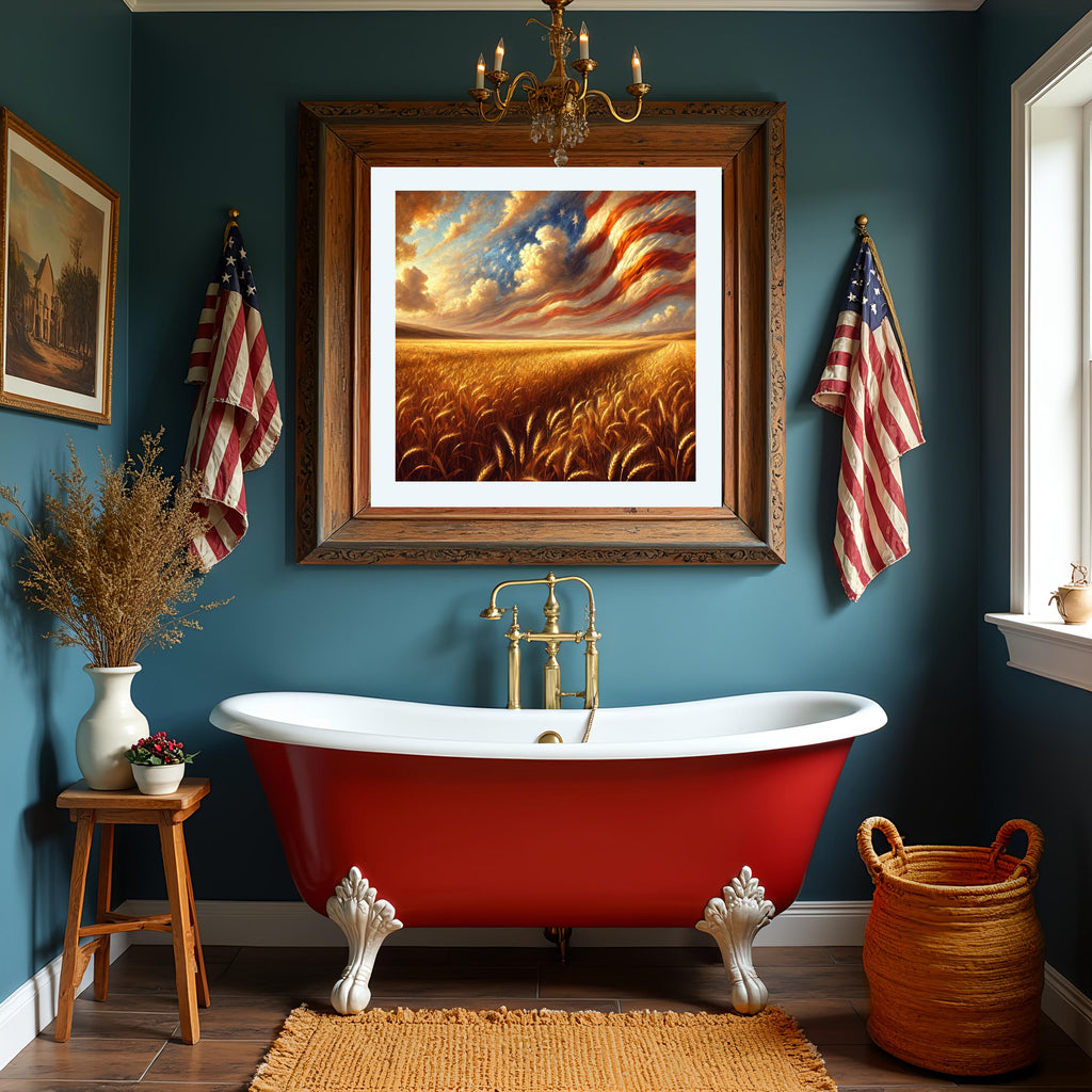 Patriotic Wheat Field Digital Painting: Americana Decor (Digital Download)