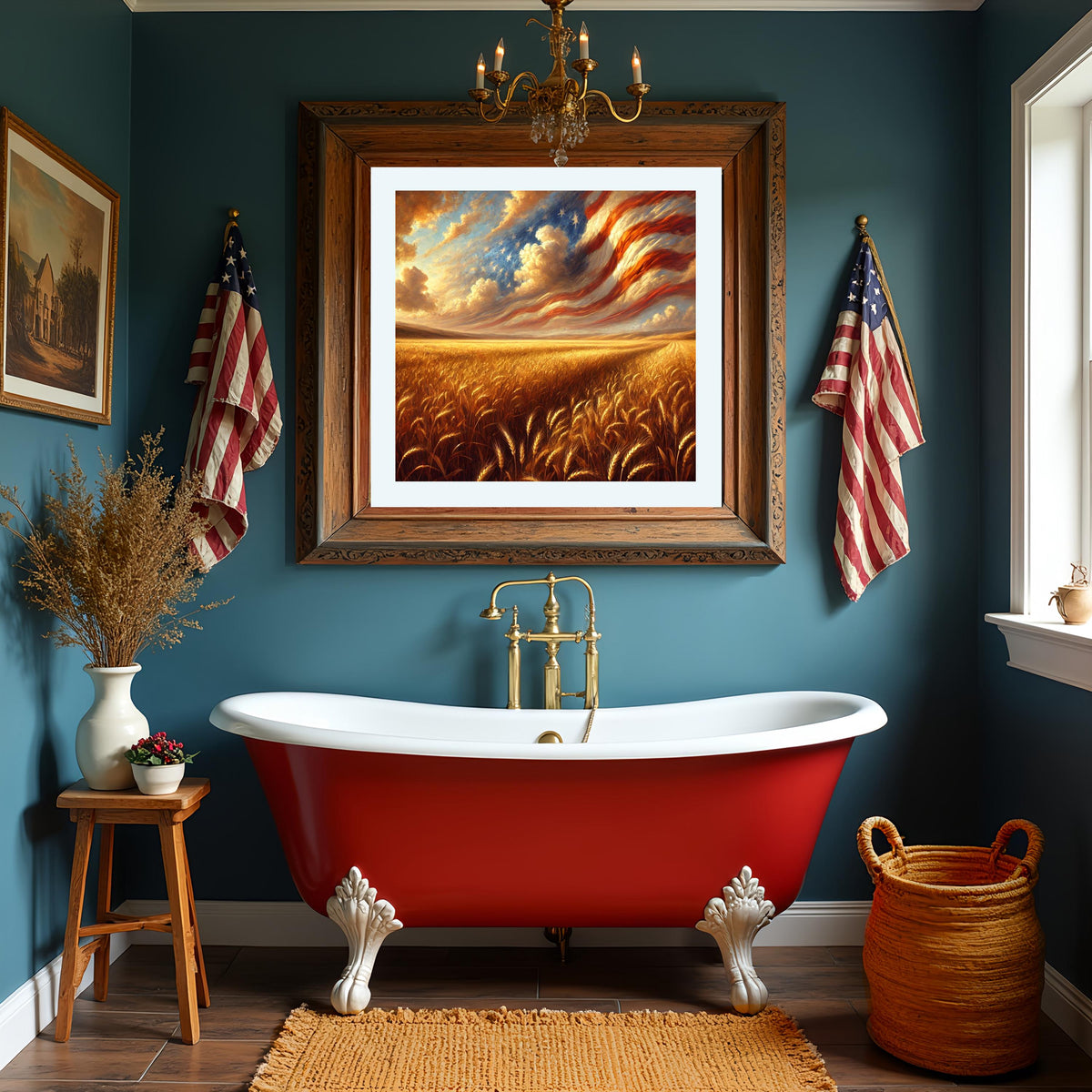 Patriotic Wheat Field Digital Painting: Americana Decor (Digital Download)