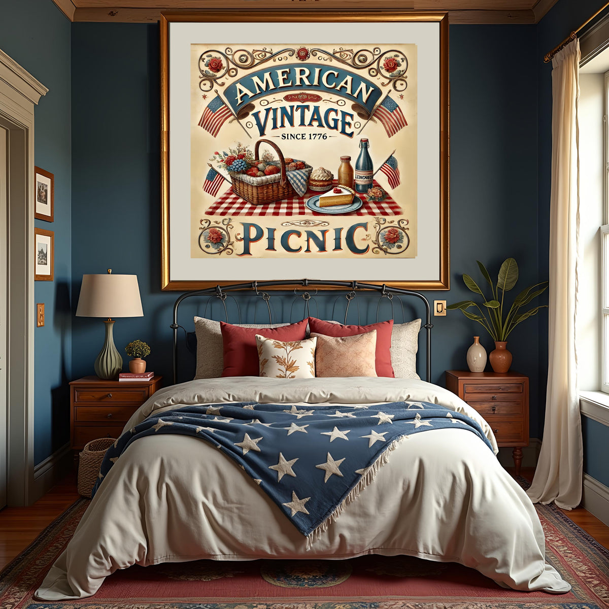 Vintage American Picnic Sign: Patriotic Fourth of July Wall Art (Digital Download)