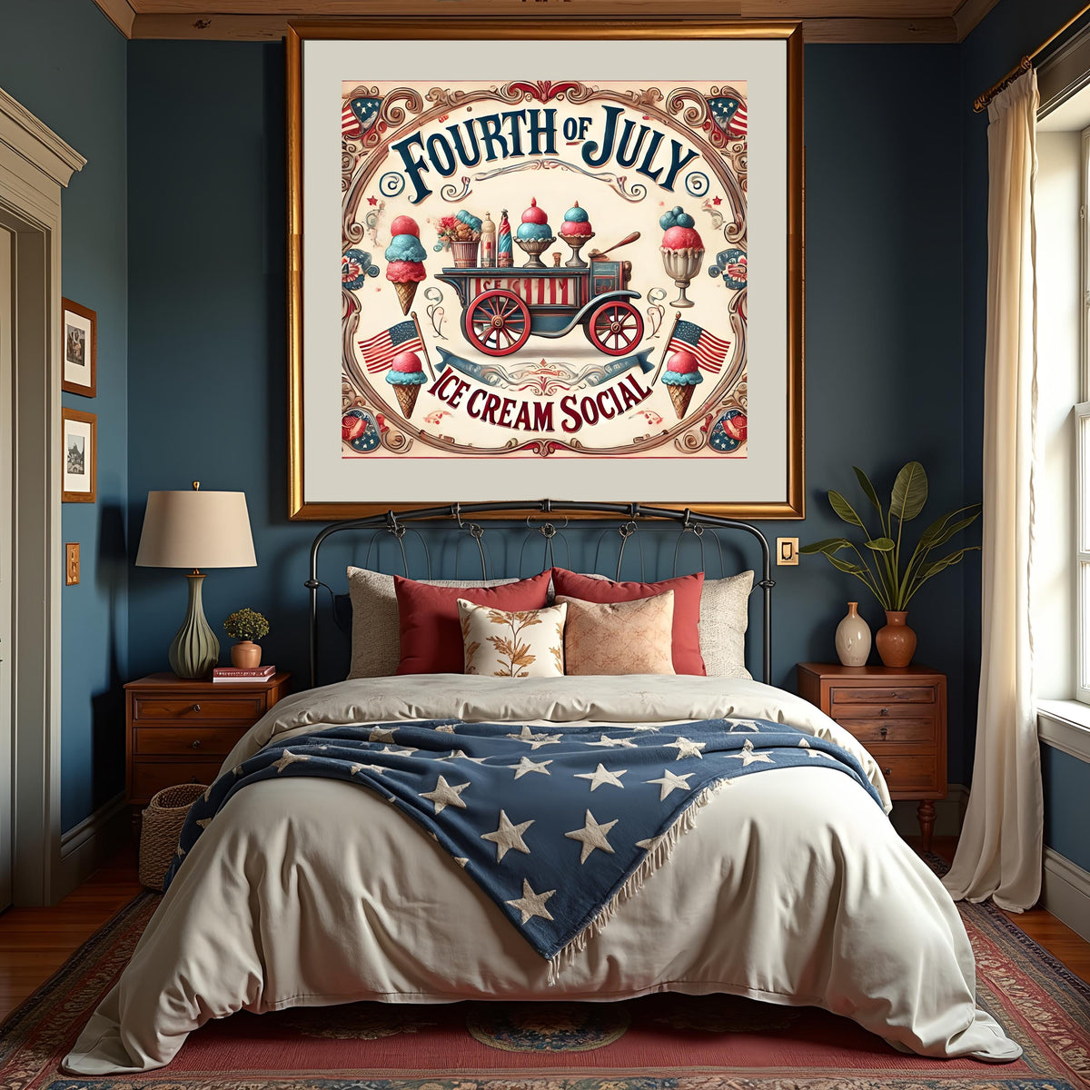 Fourth of July Ice Cream Social Print: Vintage Patriotic Wall Art (Digital Download)