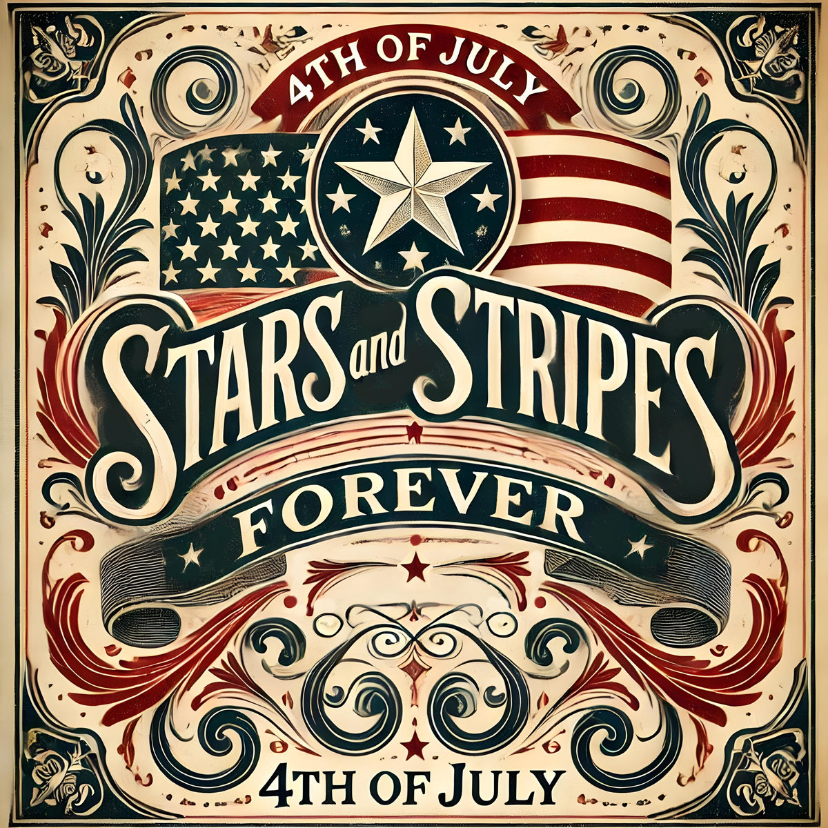Vintage Stars and Stripes Sign: Americana Fourth of July Decor (Digital Download)