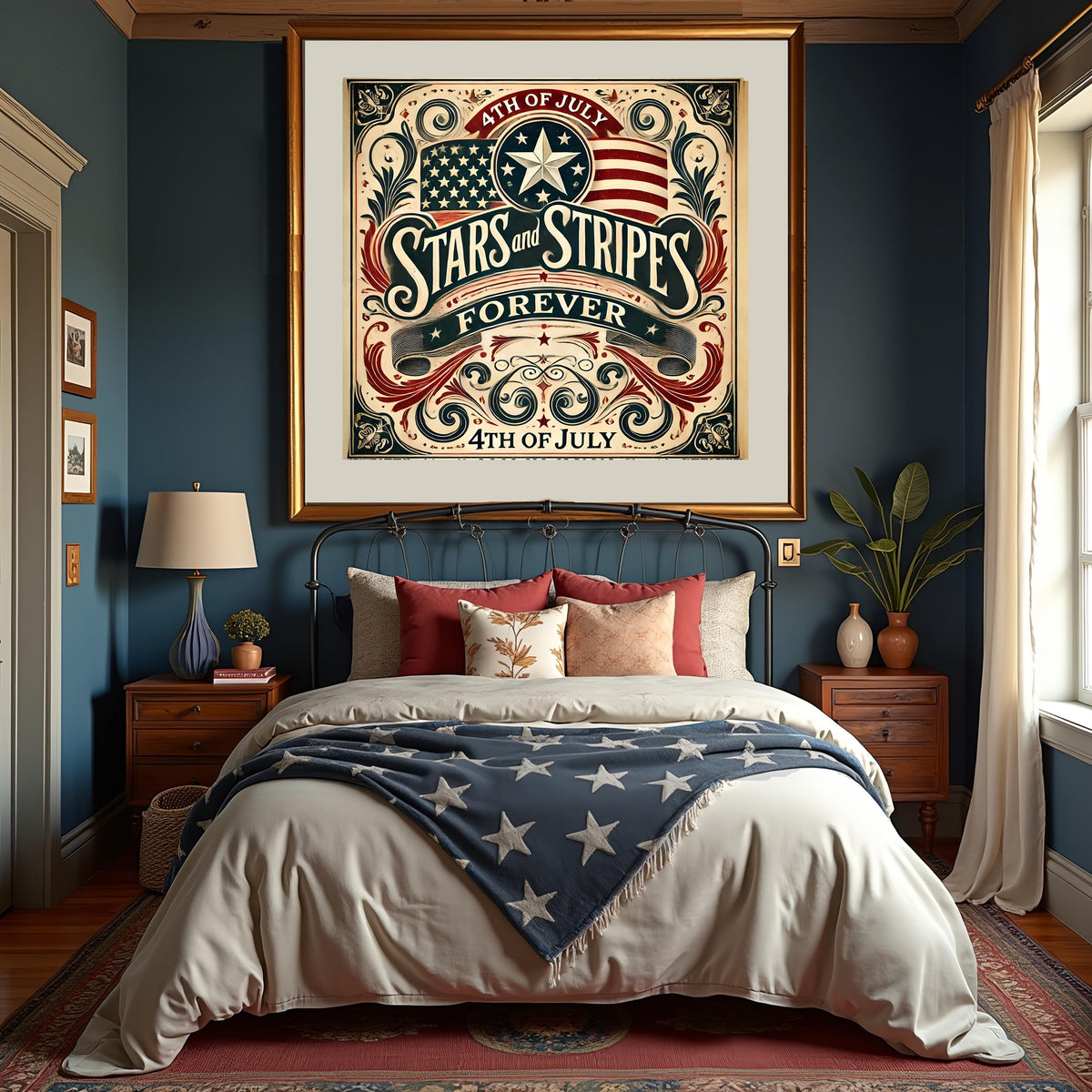 Vintage Stars and Stripes Sign: Americana Fourth of July Decor (Digital Download)
