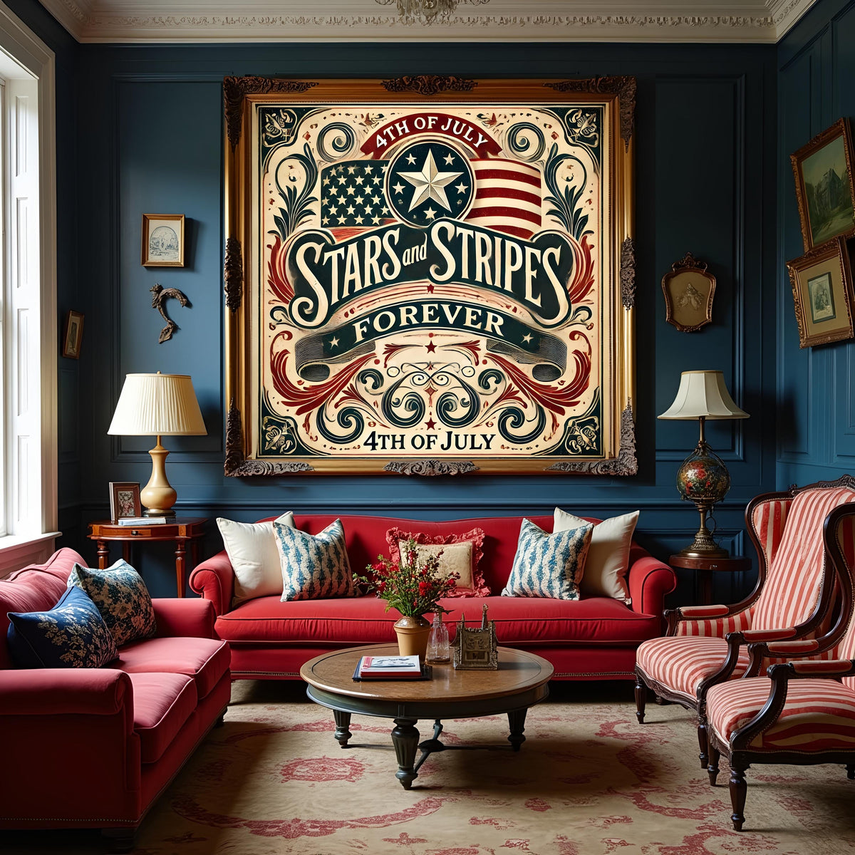 Vintage Stars and Stripes Sign: Americana Fourth of July Decor (Digital Download)