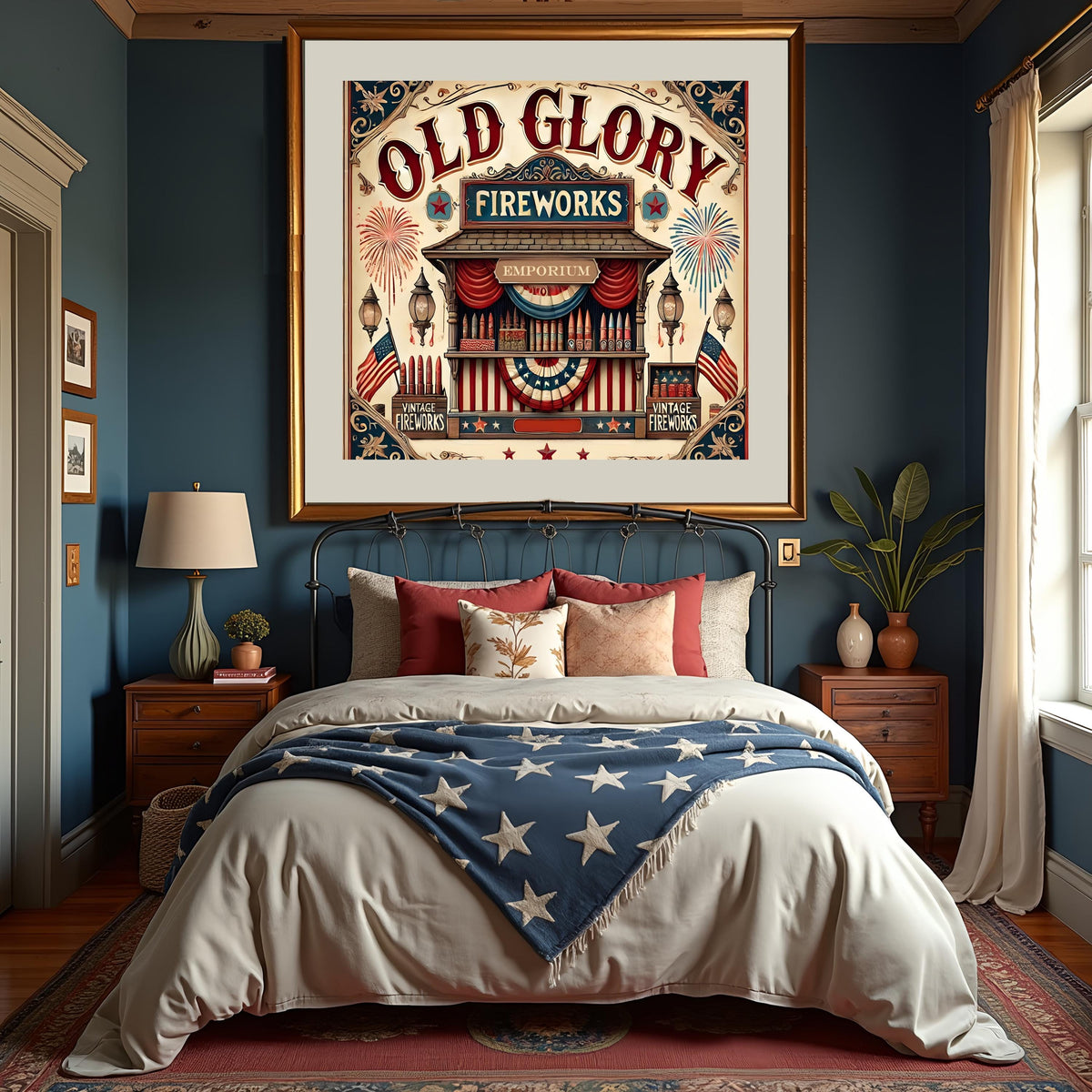 Vintage Fireworks Stand Art Print: Patriotic Americana Decor (Digital Download)