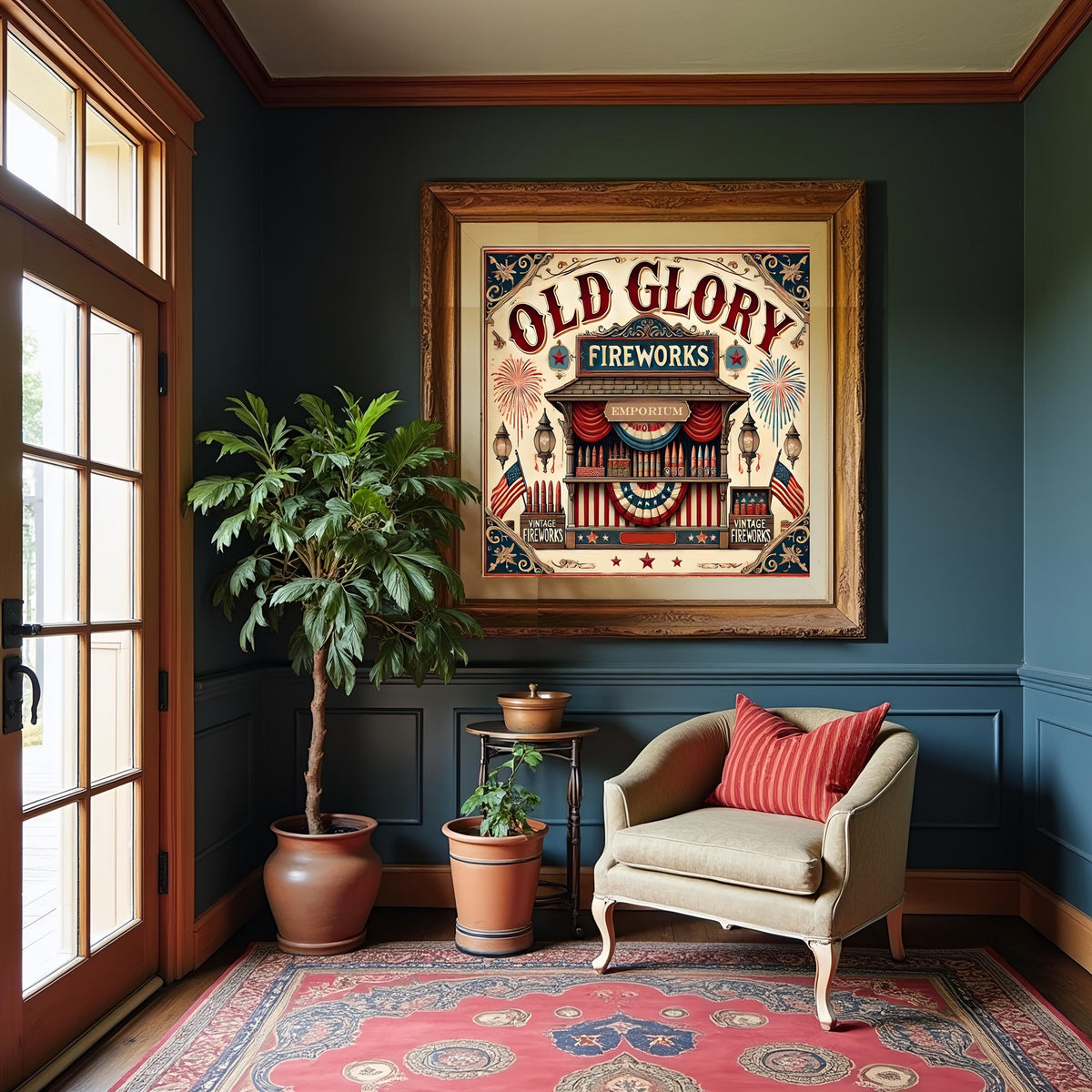 Vintage Fireworks Stand Art Print: Patriotic Americana Decor (Digital Download)