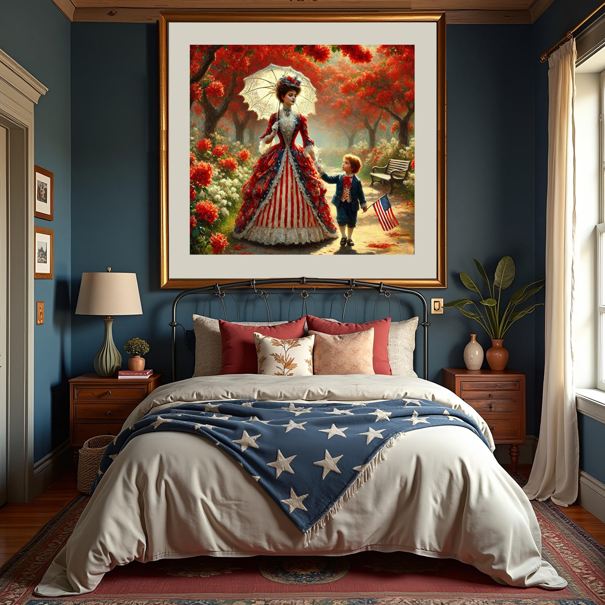 Victorian Mother & Son 4th of July Art: Patriotic Americana (Digital Download)