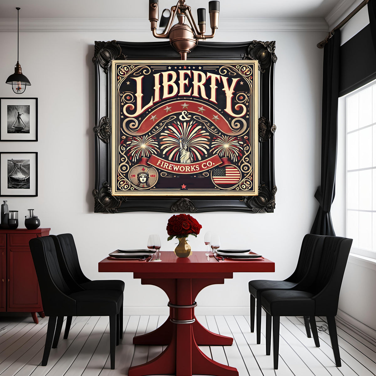 Vintage 4th of July Art Print: Liberty & Fireworks Co. (Digital Download)