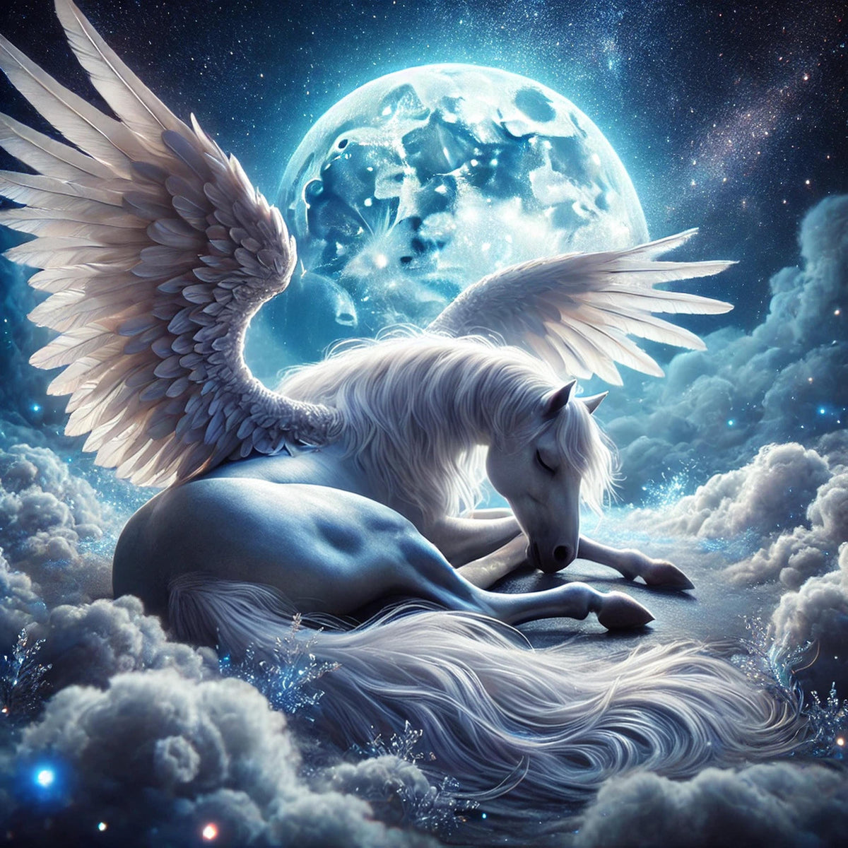 Sleeping Pegasus Moon Print: Fantasy Celestial Wall Art (Digital Download)