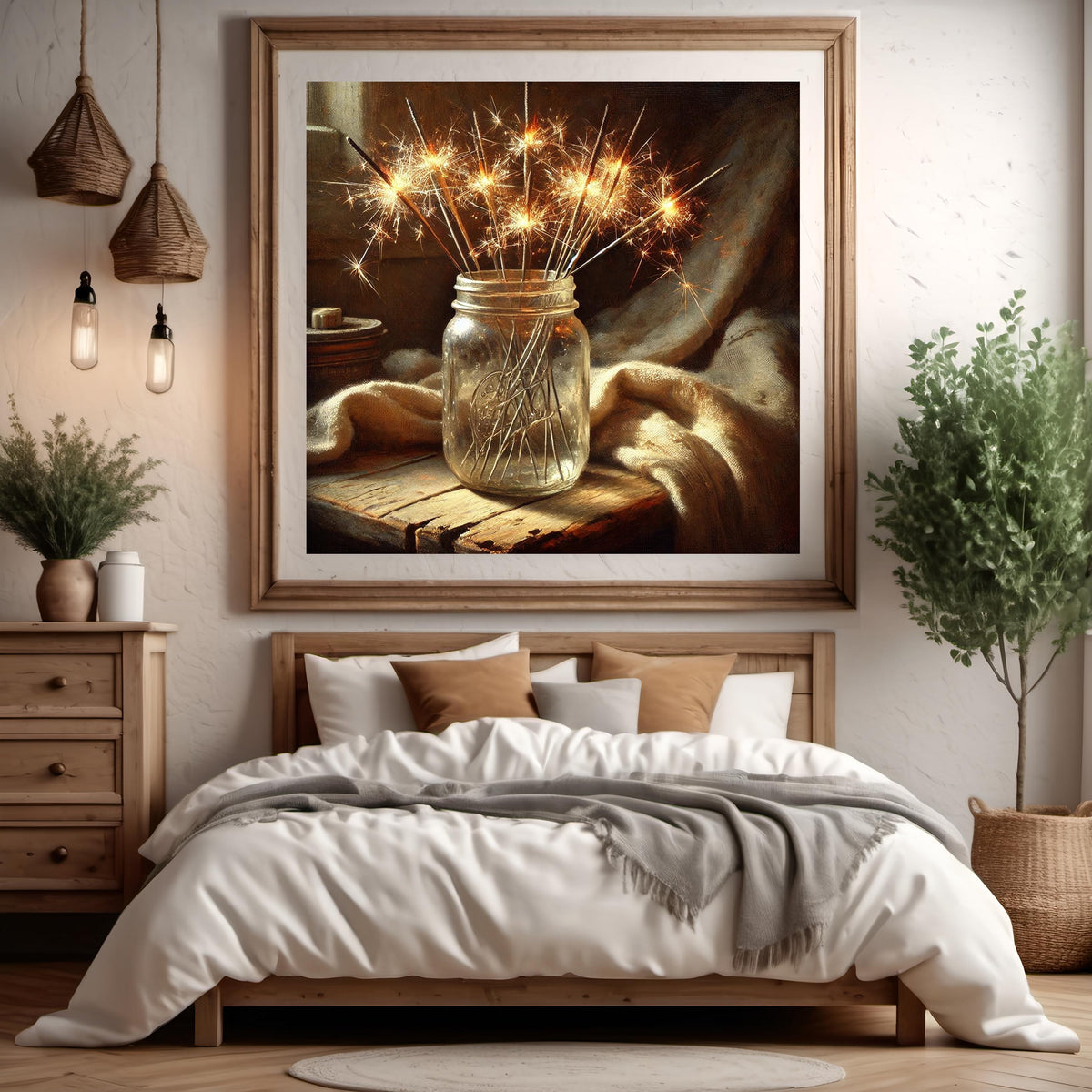 Sparkler Jar Art Print: Vintage Americana Fourth of July Decor (Digital Download)
