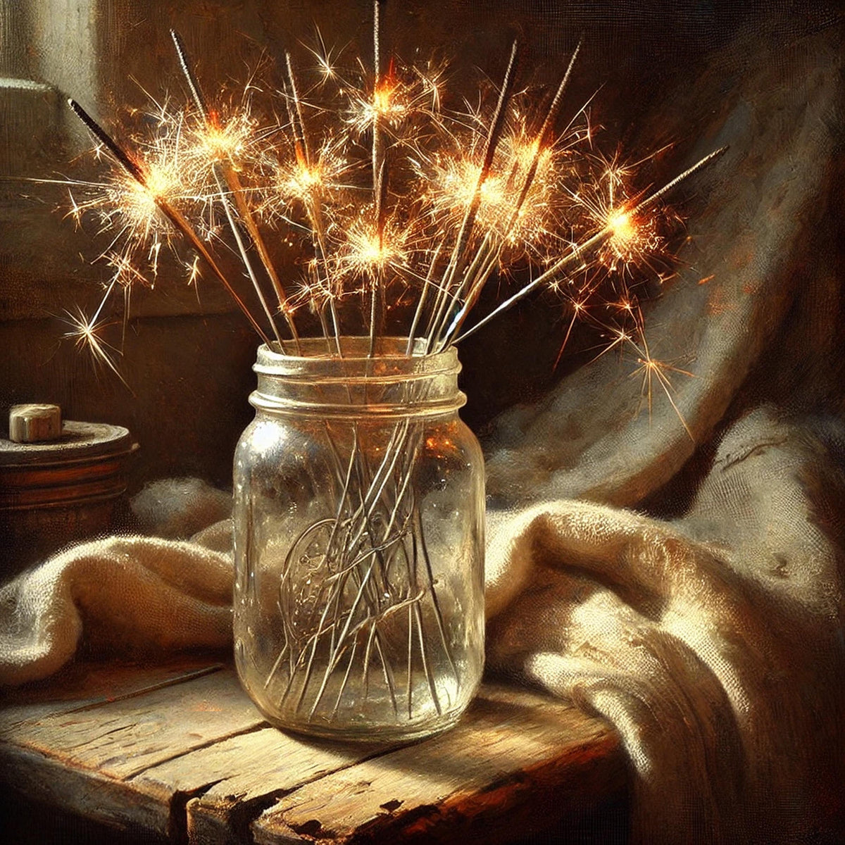 Sparkler Jar Art Print: Vintage Americana Fourth of July Decor (Digital Download)