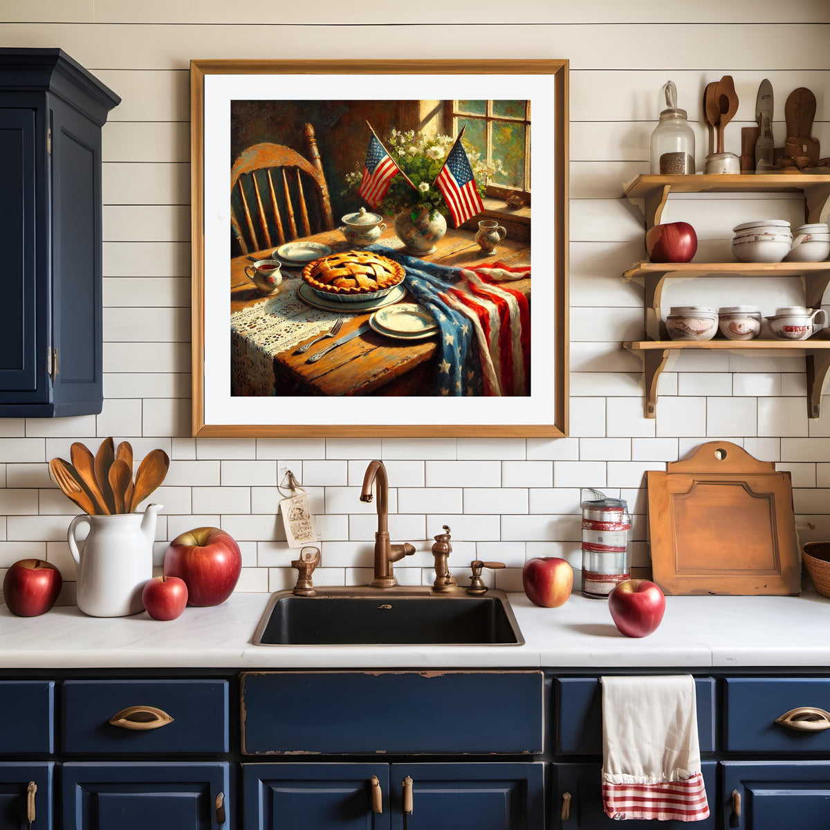 Rustic 4th of July Kitchen Print: Vintage Americana Pie Table (Digital Download)