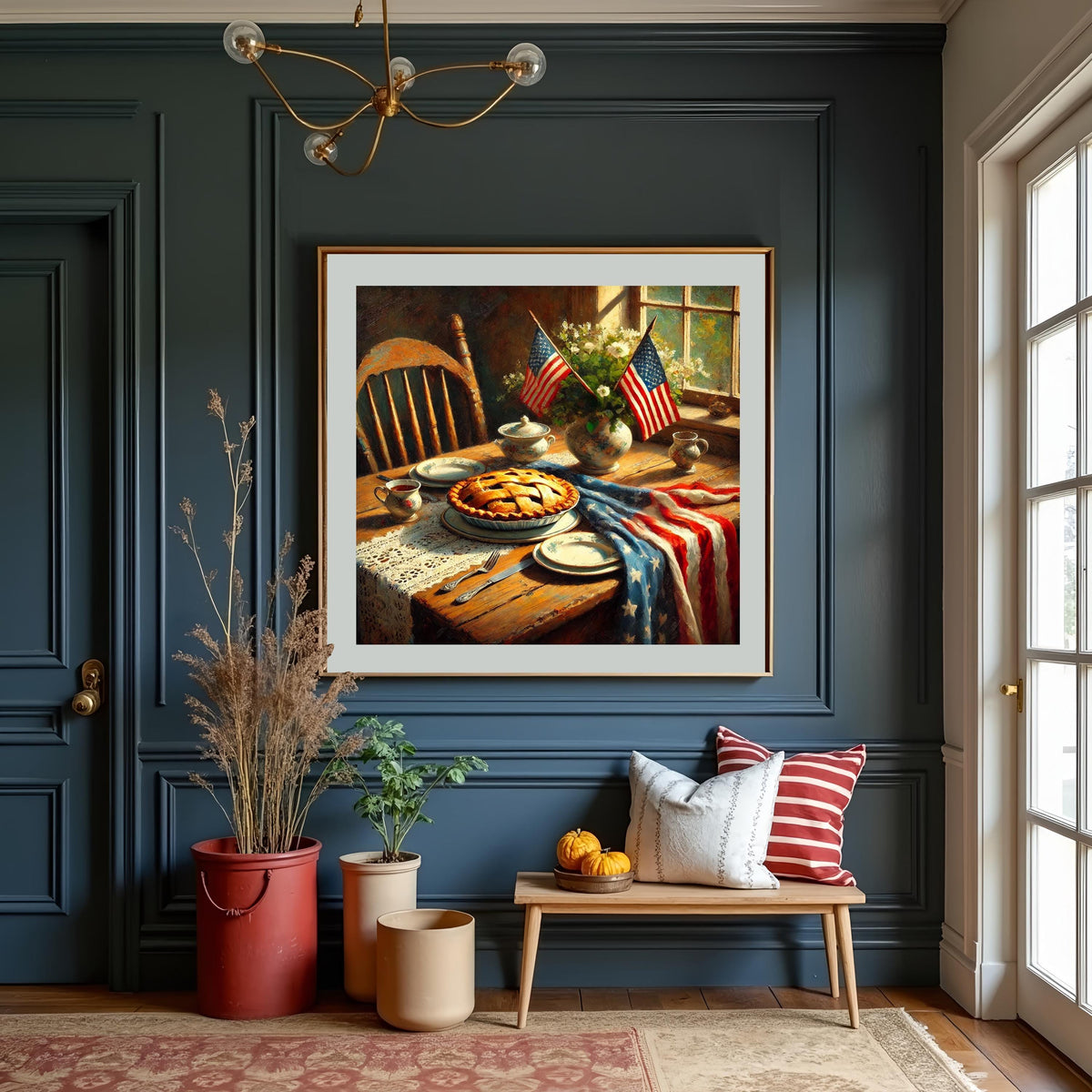 Rustic 4th of July Kitchen Print: Vintage Americana Pie Table (Digital Download)