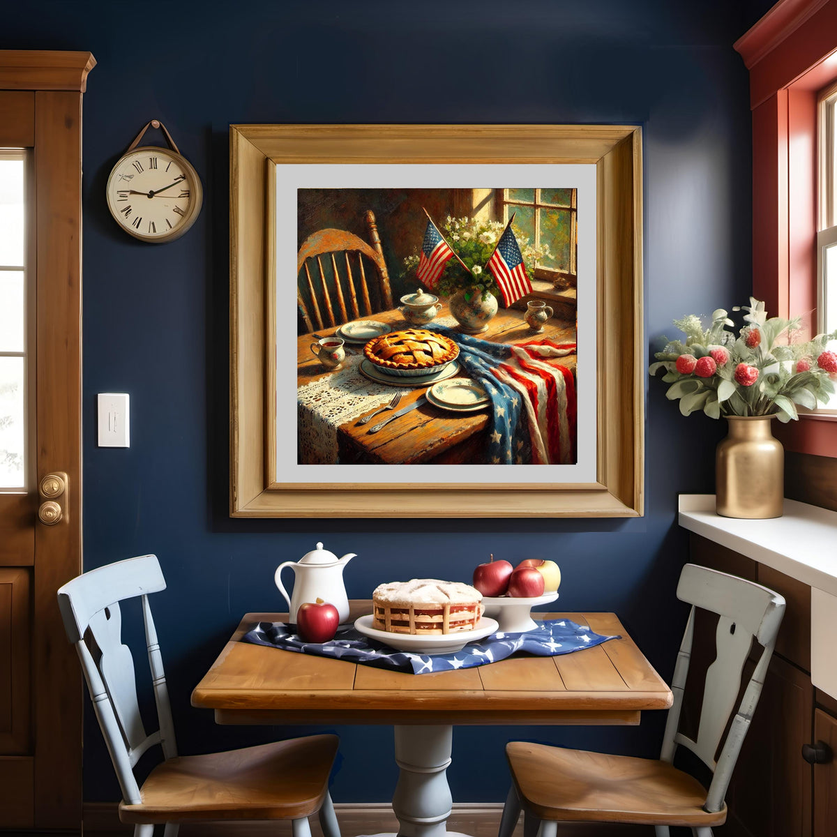 Rustic 4th of July Kitchen Print: Vintage Americana Pie Table (Digital Download)