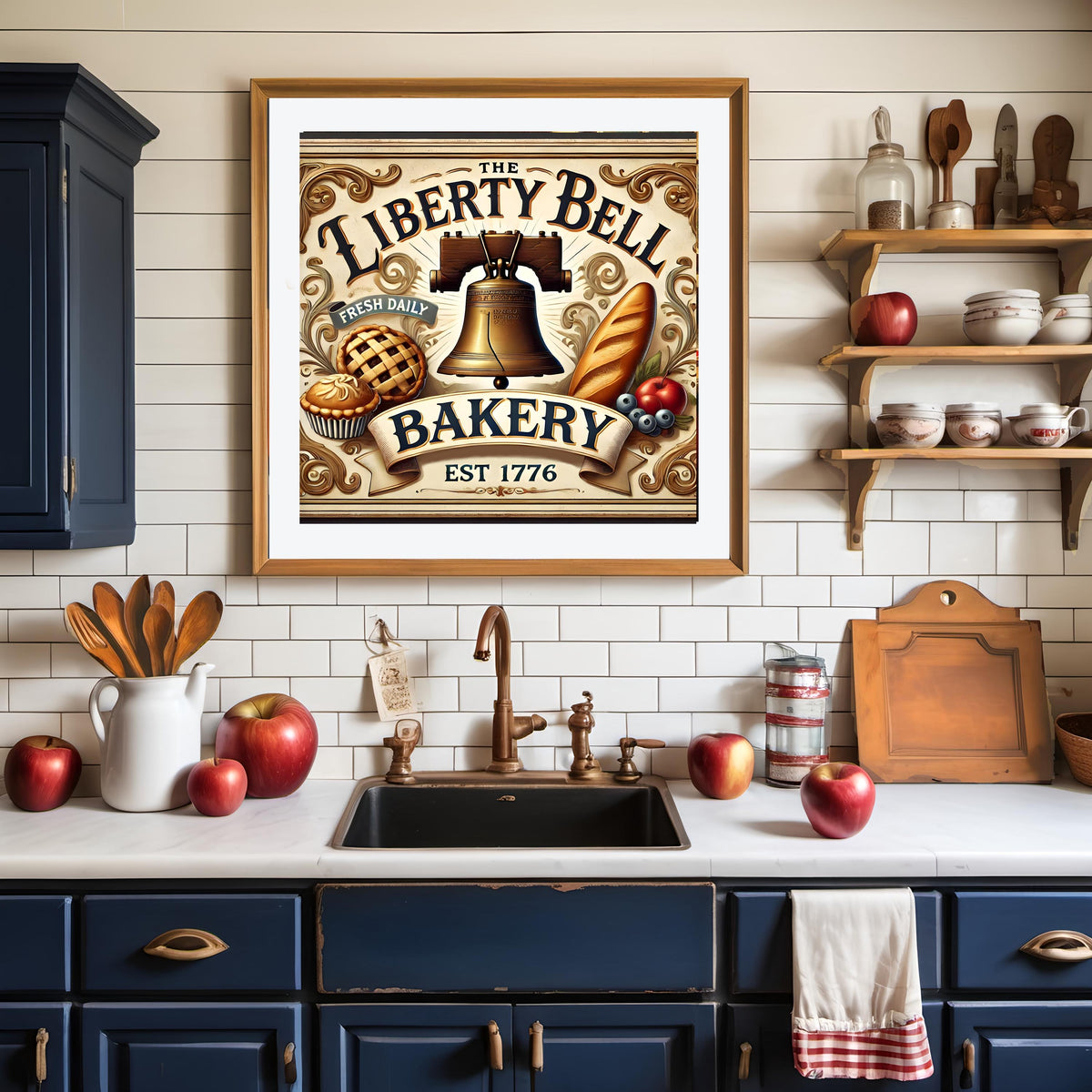 Liberty Bell Bakery Vintage Sign: Americana Kitchen Decor (Digital Download)