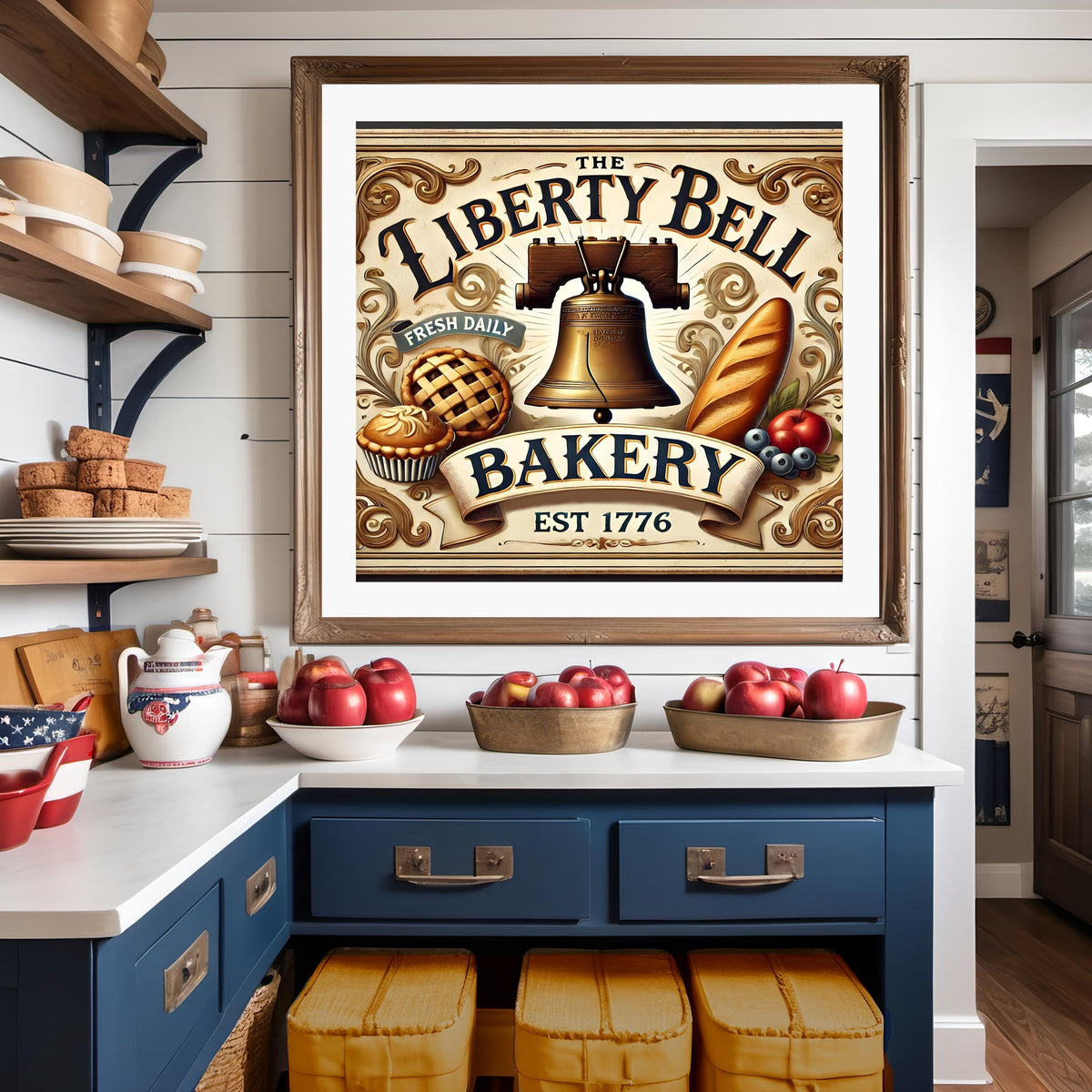 Liberty Bell Bakery Vintage Sign: Americana Kitchen Decor (Digital Download)