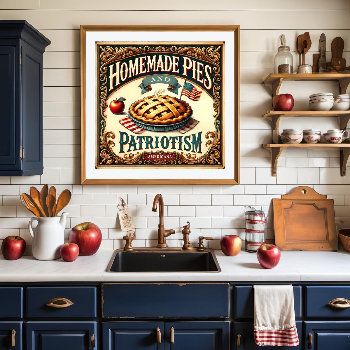 Vintage Apple Pie Sign: Americana Kitchen Decor (Digital Download)