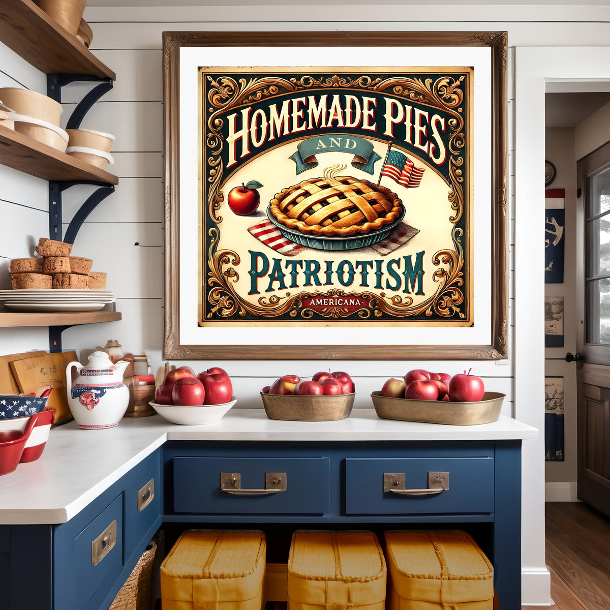 Vintage Apple Pie Sign: Americana Kitchen Decor (Digital Download)