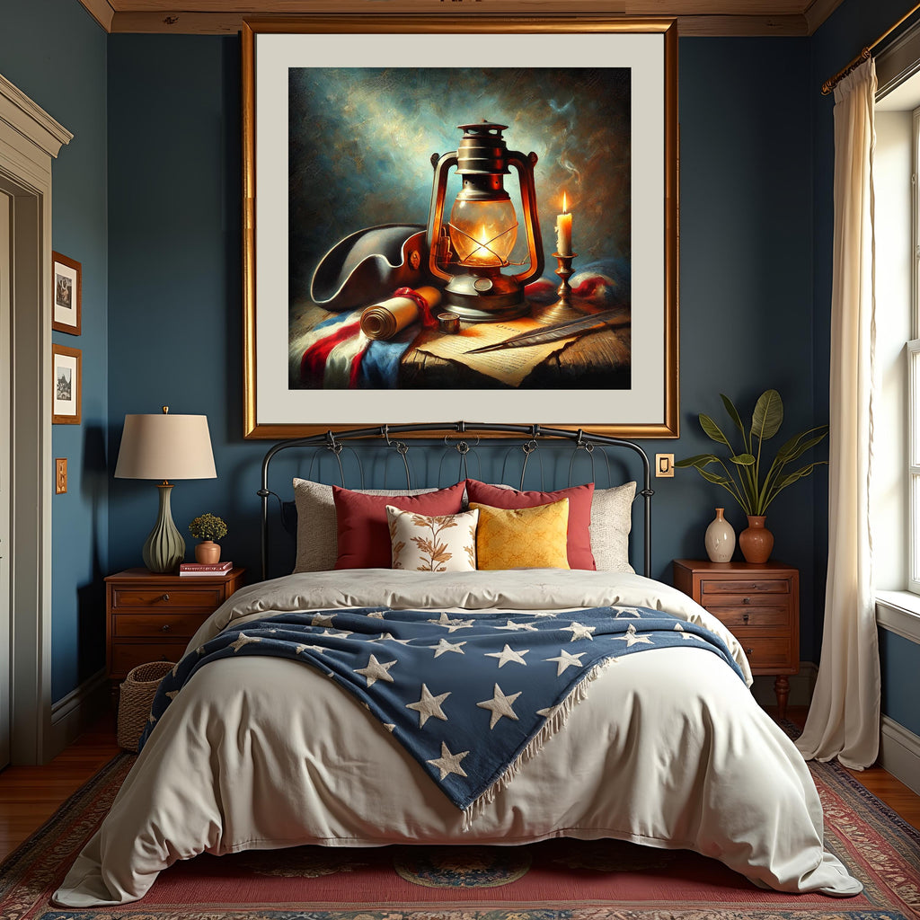 Paul Revere Lantern Still Life: Colonial Americana Art Print (Digital Download)