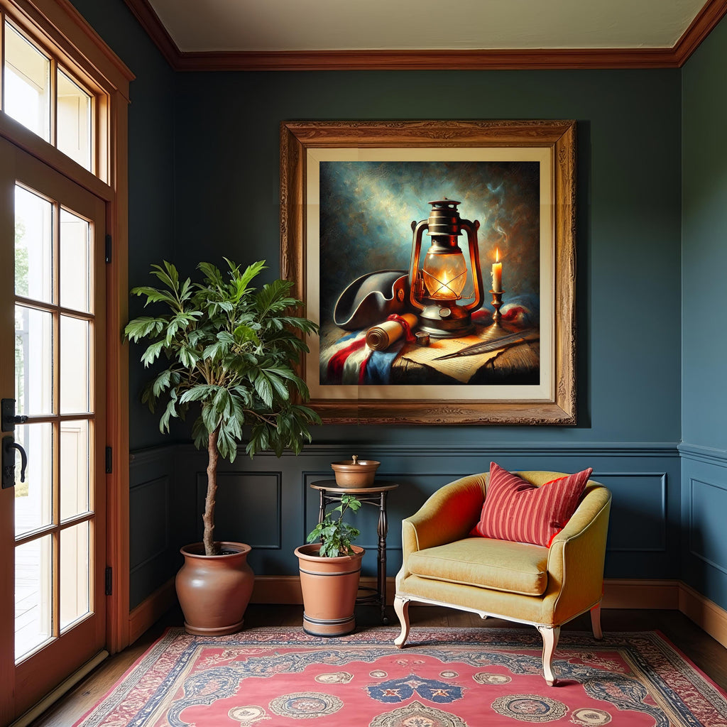 Paul Revere Lantern Still Life: Colonial Americana Art Print (Digital Download)
