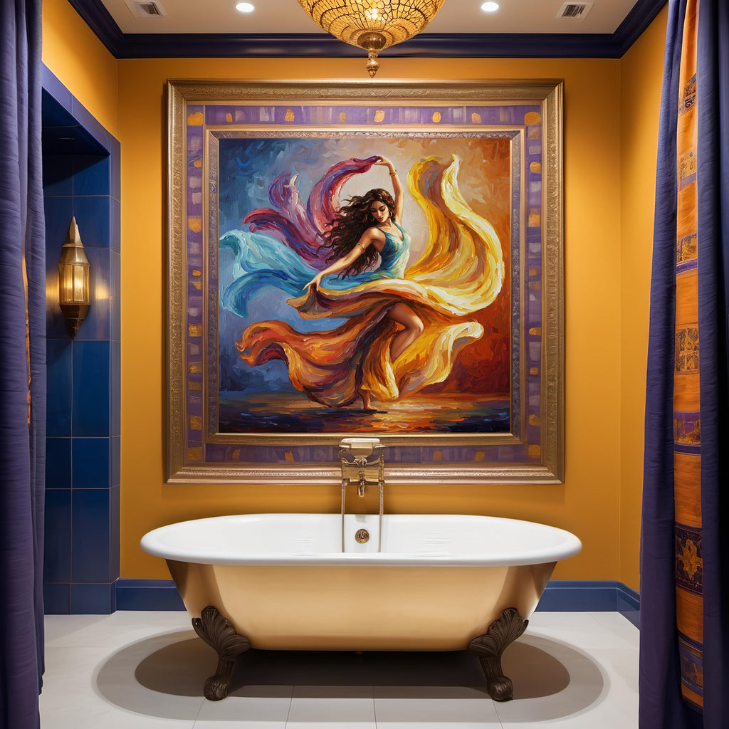 Impressionist Dancer Art Print: Fiery Swirl, Elegant Woman (Digital Download)