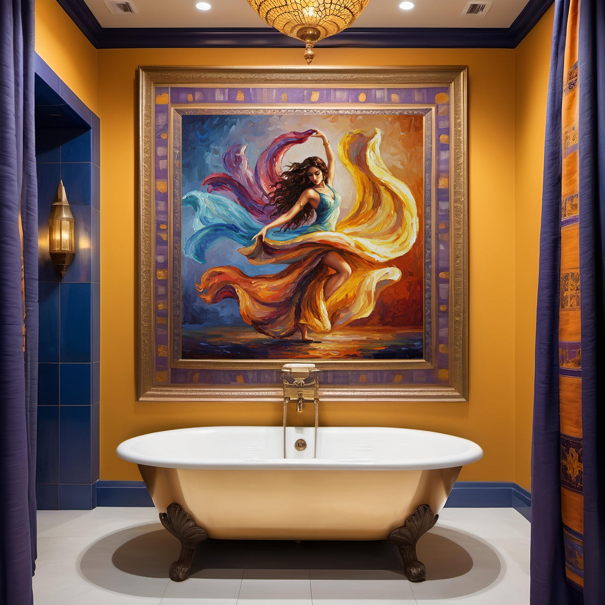 Impressionist Dancer Art Print: Fiery Swirl, Elegant Woman (Digital Download)