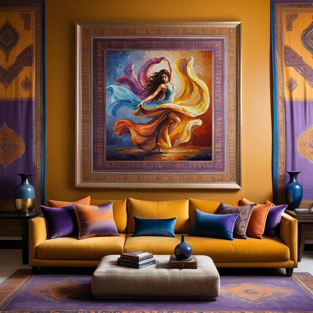 Impressionist Dancer Art Print: Fiery Swirl, Elegant Woman (Digital Download)
