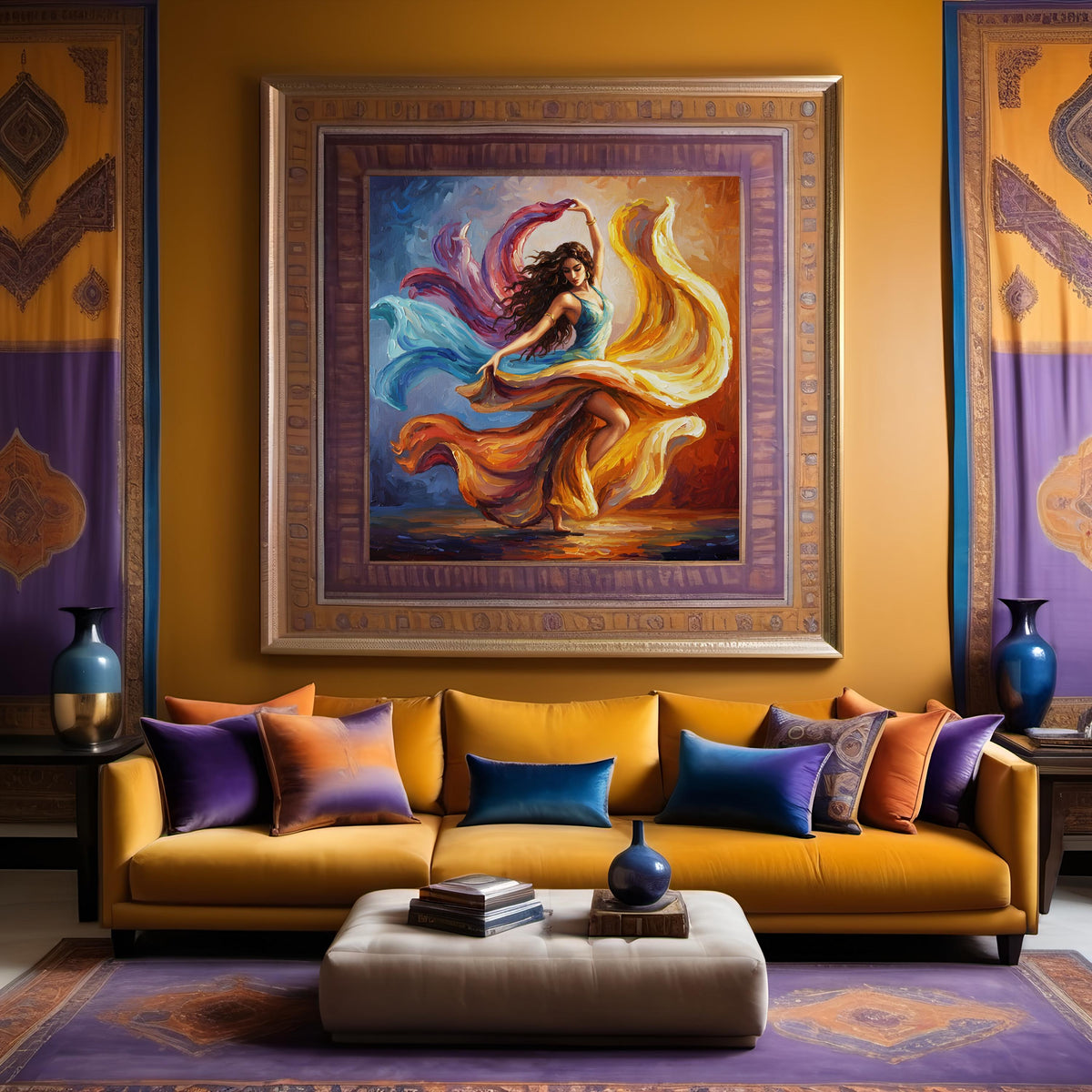 Impressionist Dancer Art Print: Fiery Swirl, Elegant Woman (Digital Download)