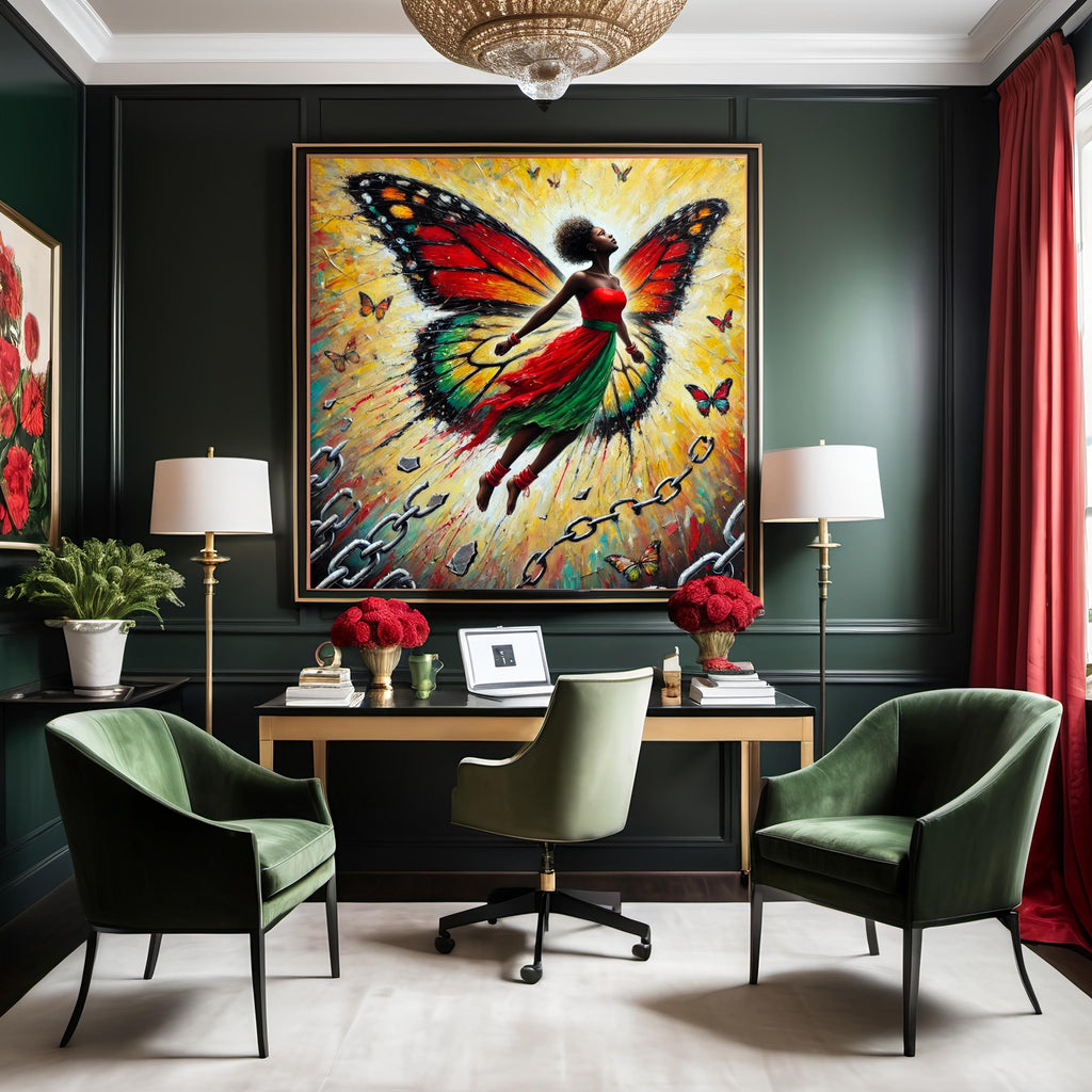 Juneteenth Art Print: Black Girl Butterfly Wings - Freedom & Pride (Digital Download)