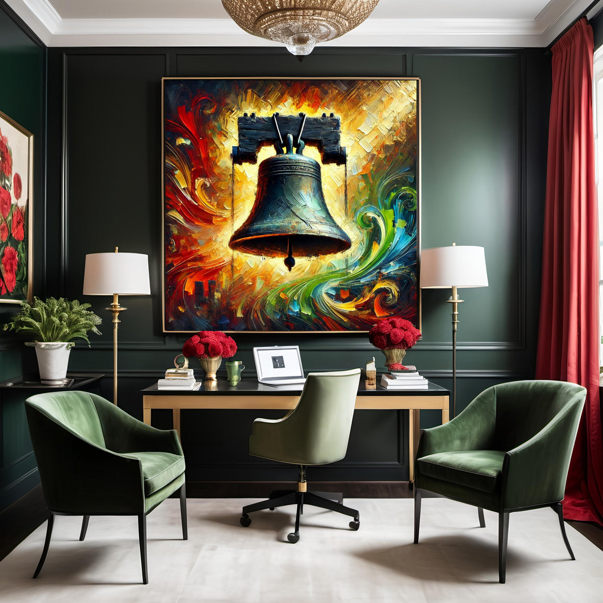 Juneteenth Freedom Bell Art: Black Pride Digital Painting (Printable 40X40 inches max.)
