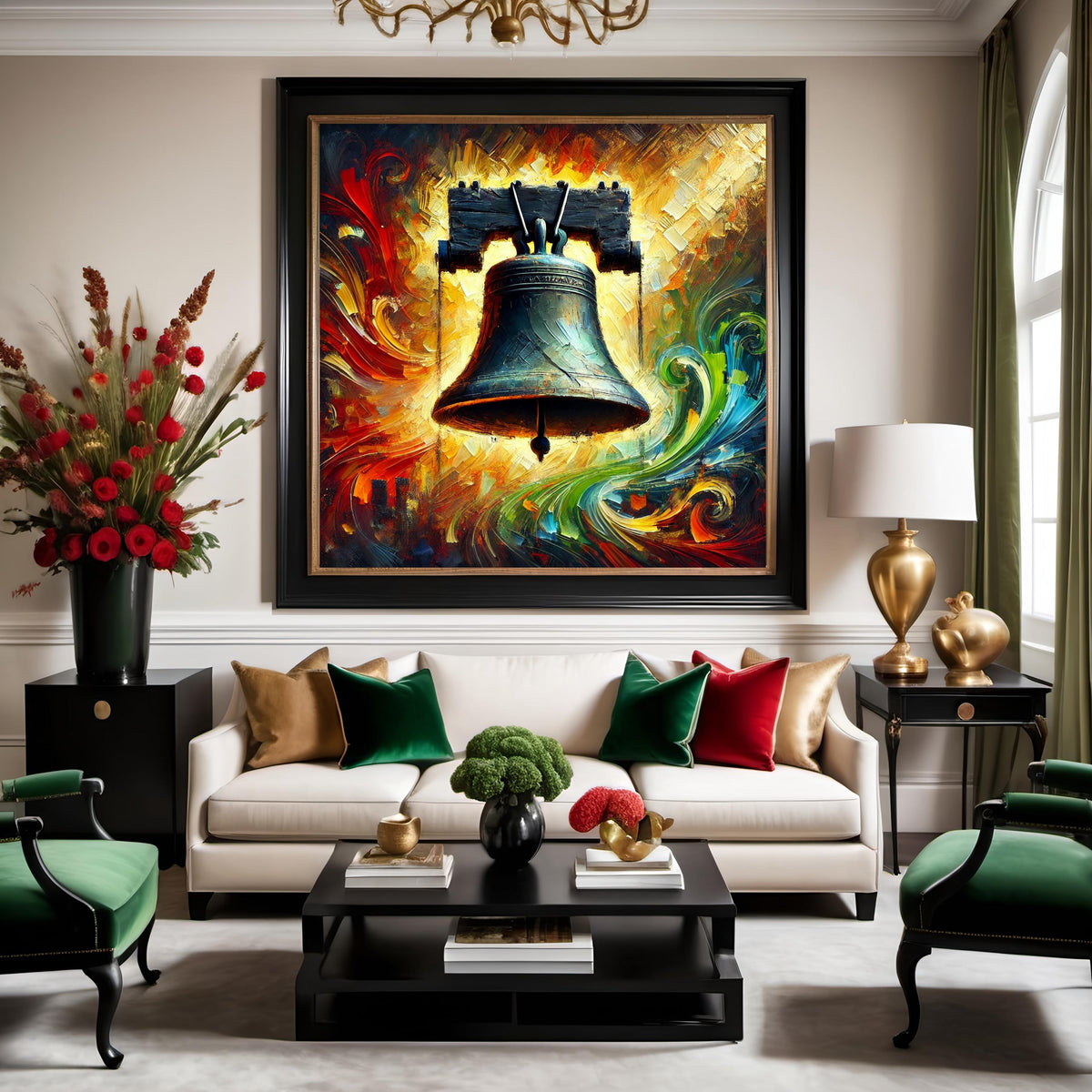 Juneteenth Freedom Bell Art: Black Pride Digital Painting (Printable 40X40 inches max.)