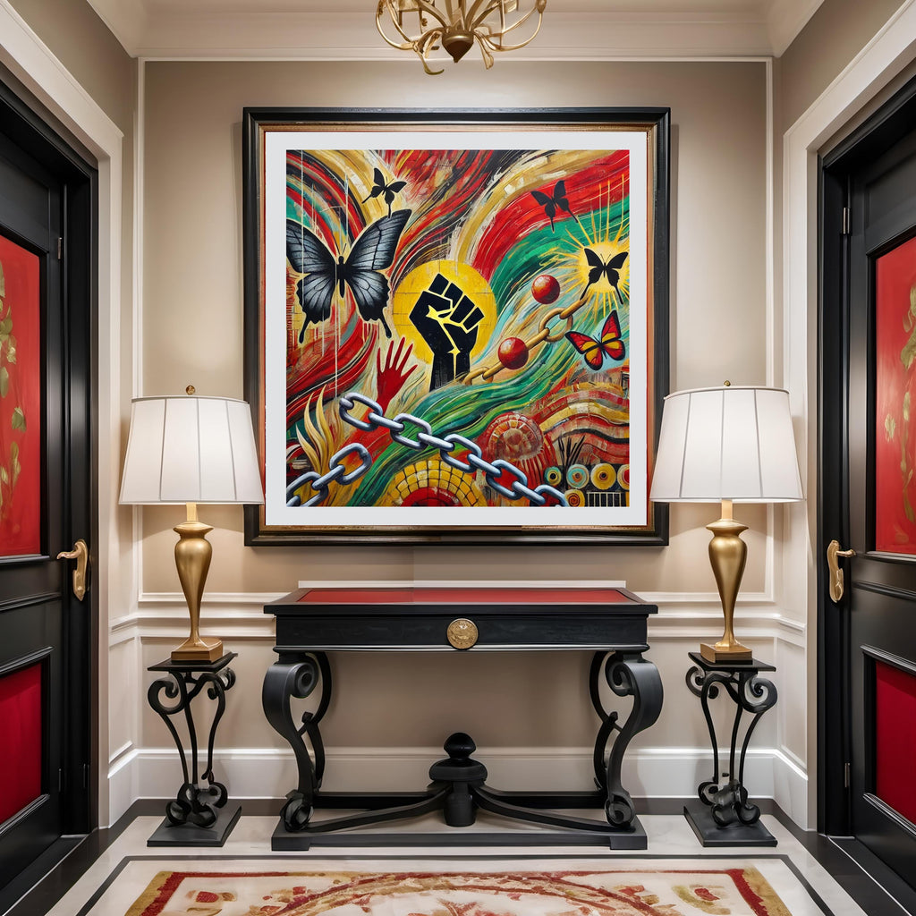 Juneteenth Art Print: Abstract Raised Fist Mural (Digital Download, 40x40in Max.)