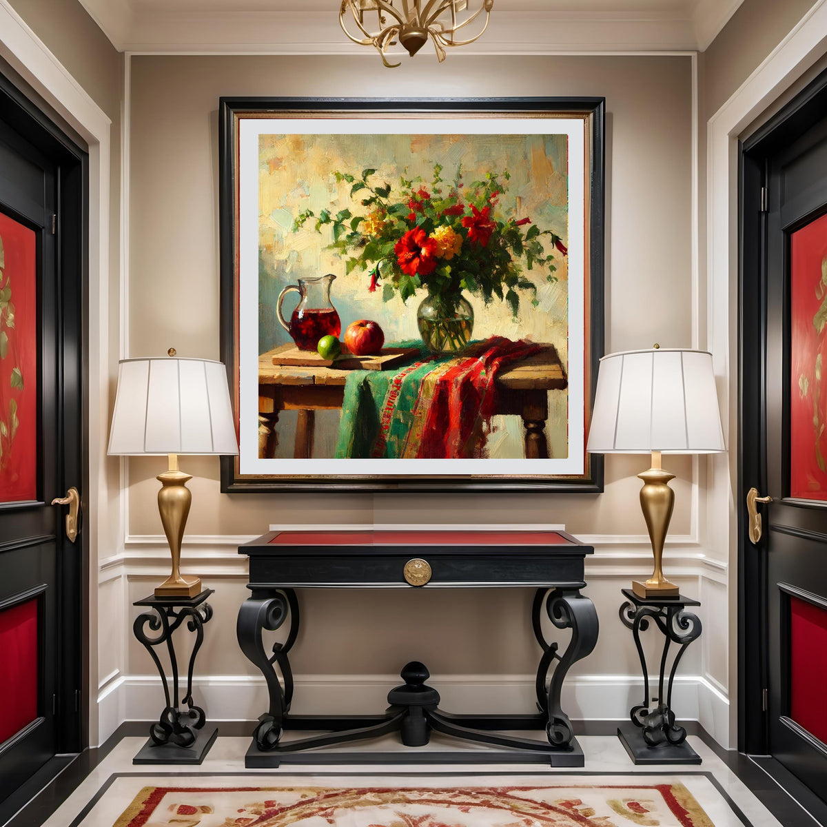 Juneteenth Still Life Art Print: Red, Green, Gold Bouquet (Digital Download)