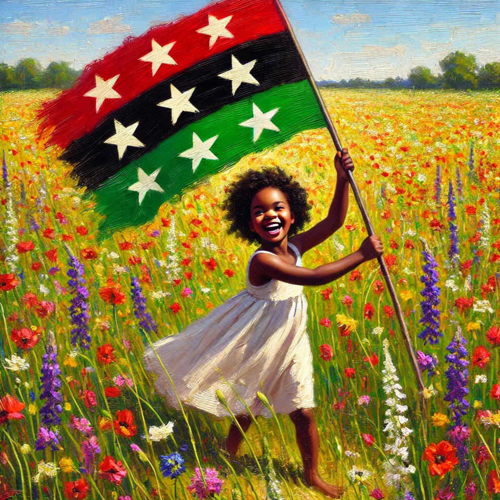 Juneteenth Girl in Wildflowers Art Print: Black Joy, Freedom Banner (Digital Download)