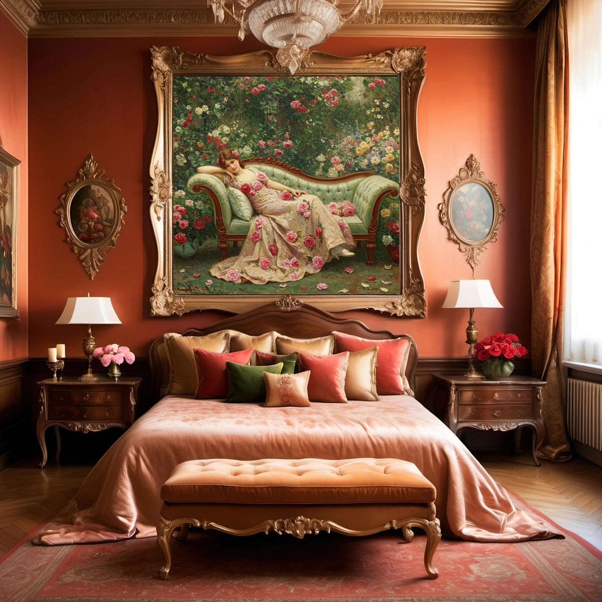 Victorian Lady in Rose Garden: Romantic Floral Painting (Digital Download)