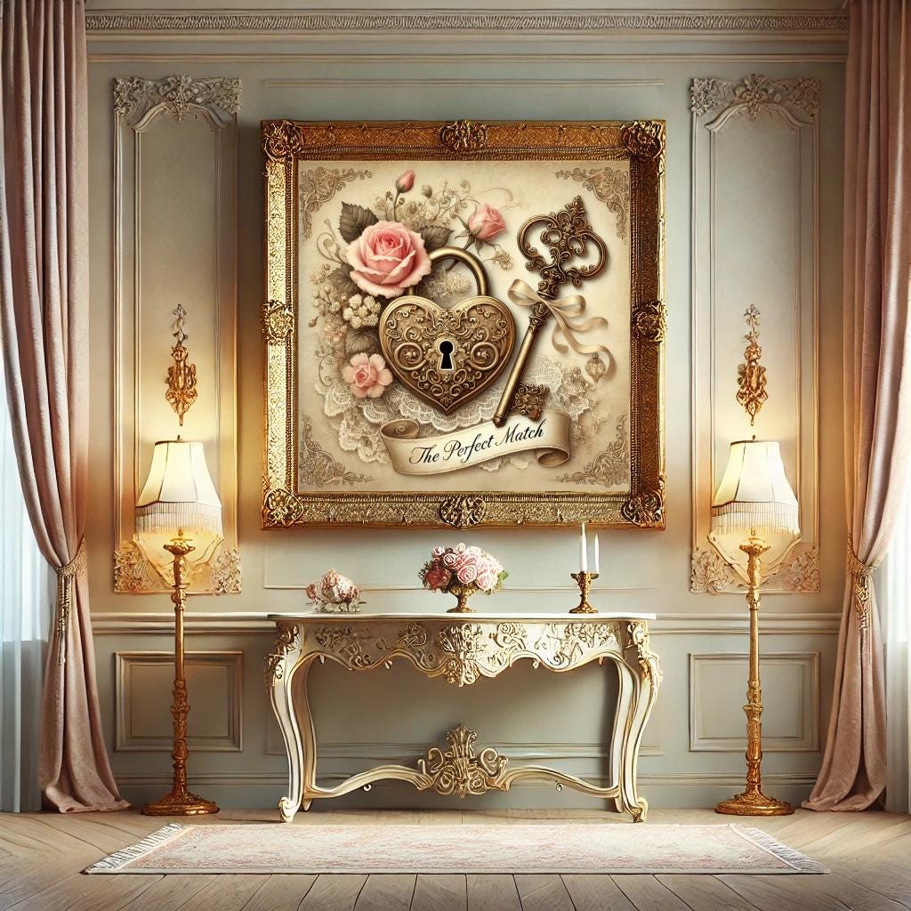 Vintage Heart Lock and Key Print: Romantic Anniversary Decor (Digital Download)
