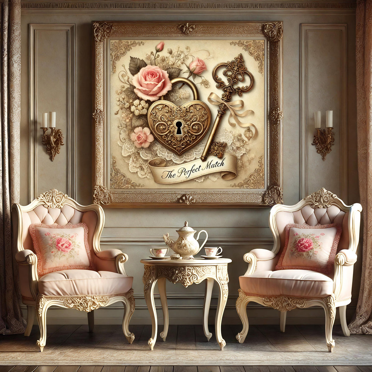 Vintage Heart Lock and Key Print: Romantic Anniversary Decor (Digital Download)