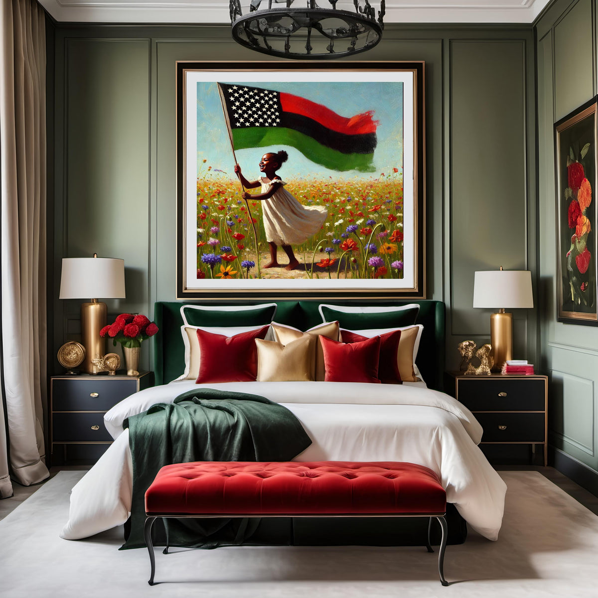 Juneteenth Art Print: Black Joy, Wildflowers, Freedom Banner (Digital Download)
