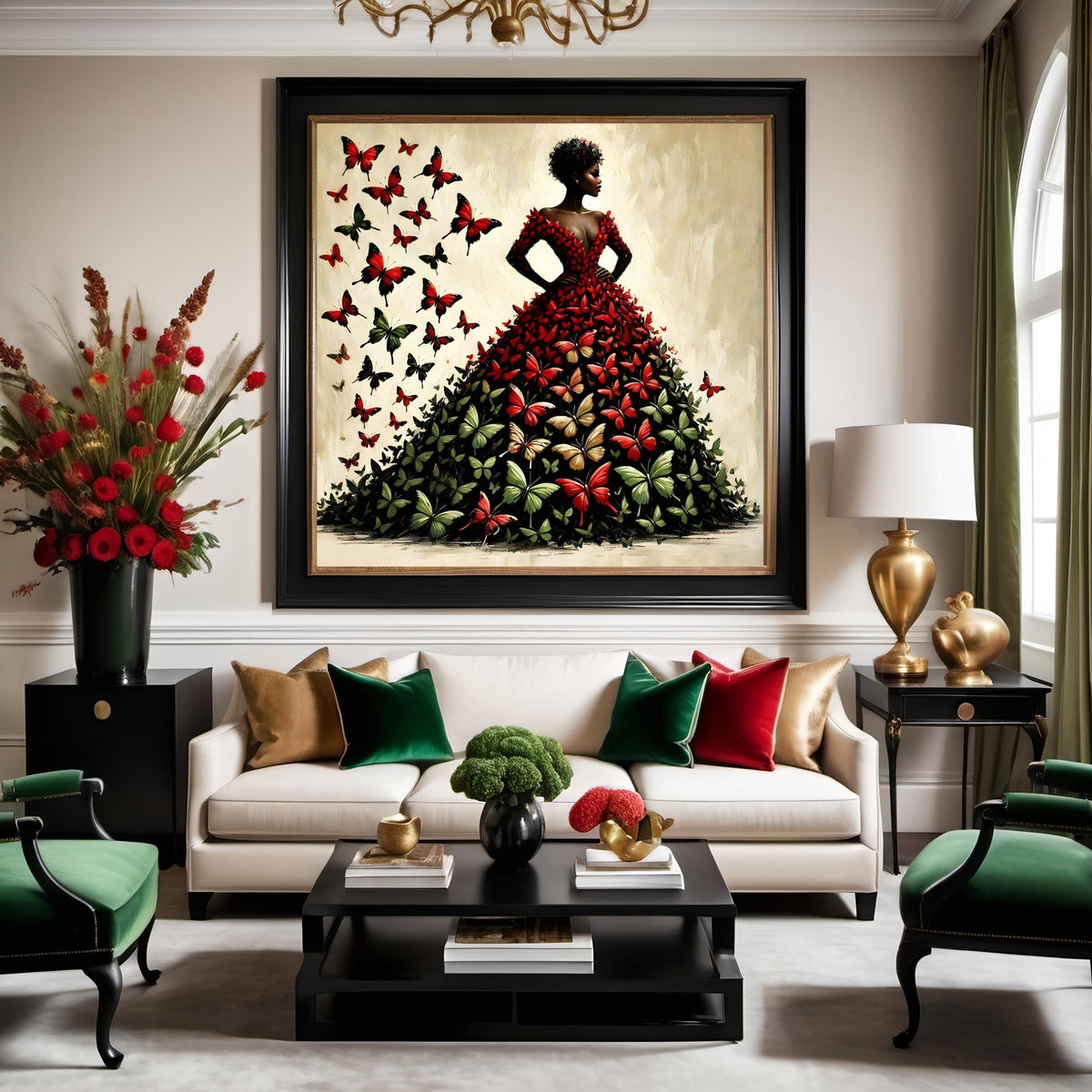 Juneteenth Butterfly Gown Art: Black Woman Fashion Print (Digital Download)