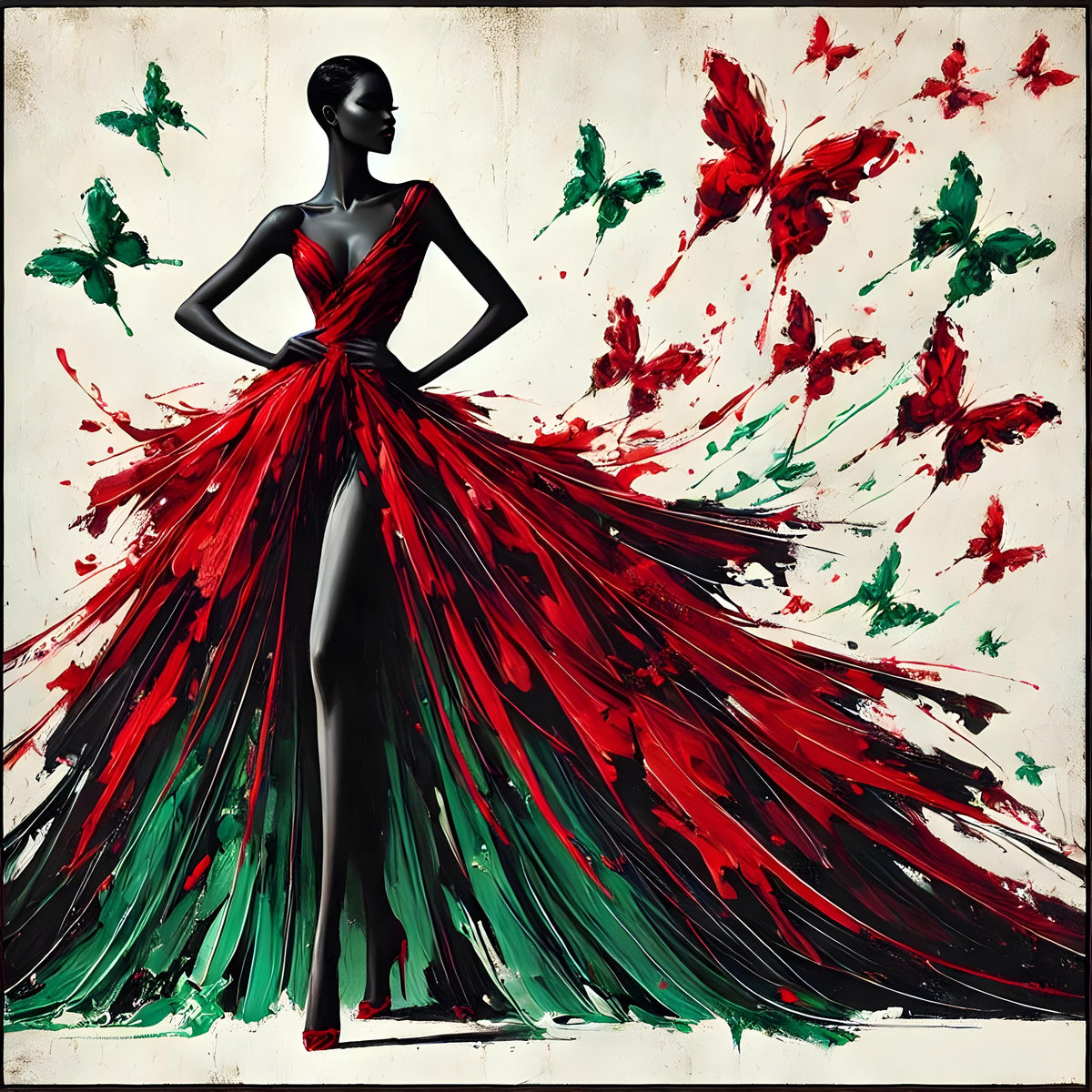 Juneteenth Art Print: Black Woman Butterfly Gown - Digital Download