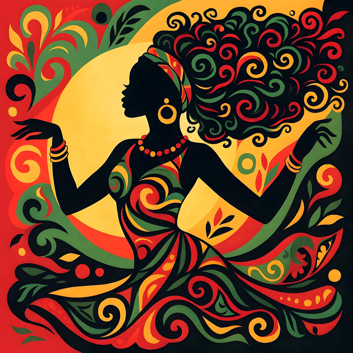 Juneteenth Dancer Art Print: Black Woman Silhouette, African American Heritage (Digital Download)