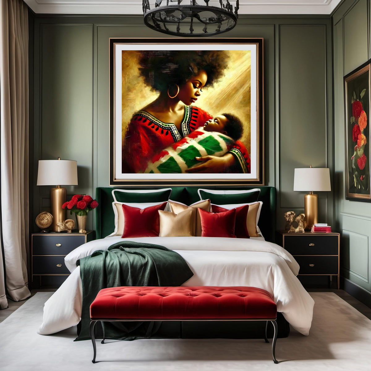 Black Mother and Child Art Print: African Heritage Juneteenth Decor (Digital Download)