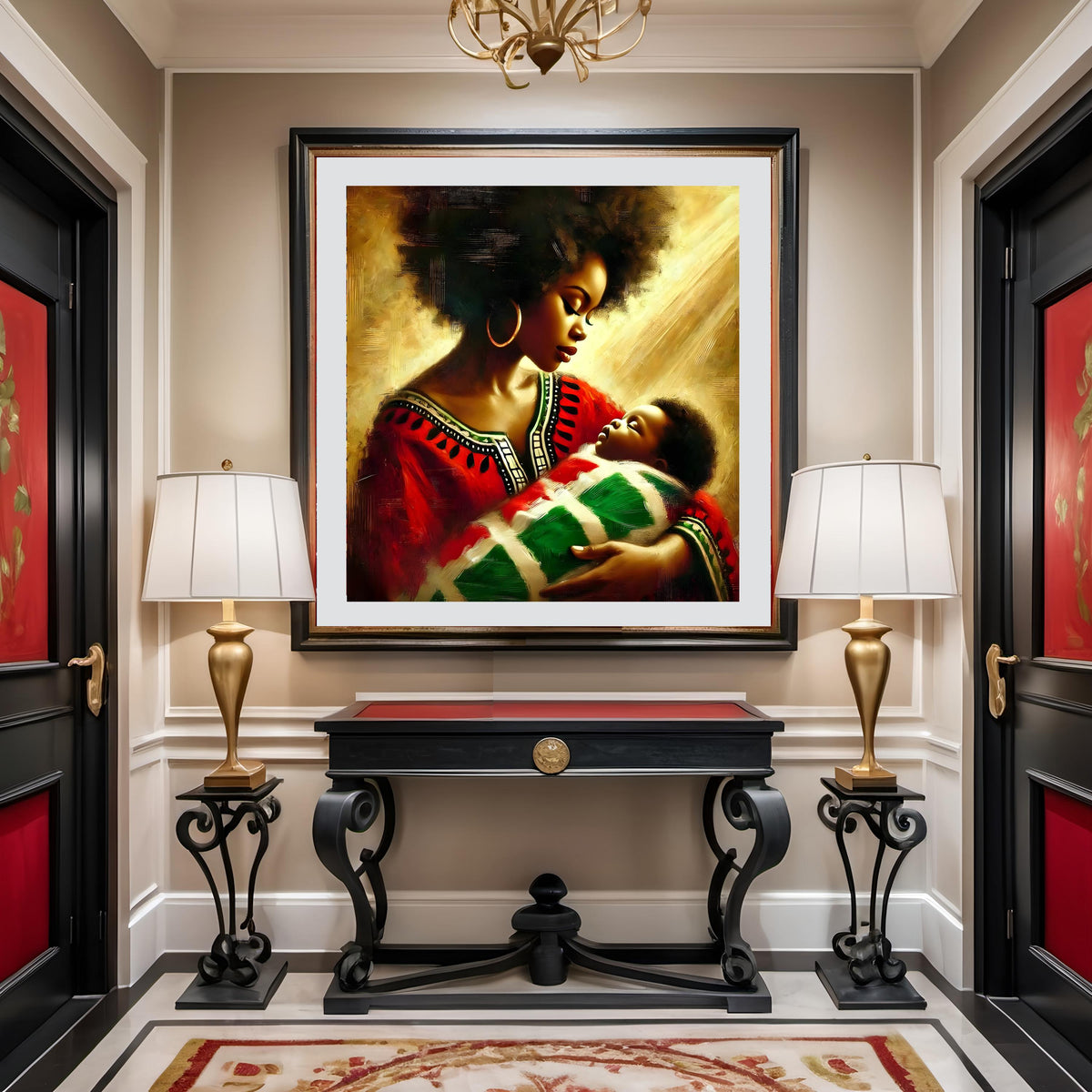 Black Mother and Child Art Print: African Heritage Juneteenth Decor (Digital Download)