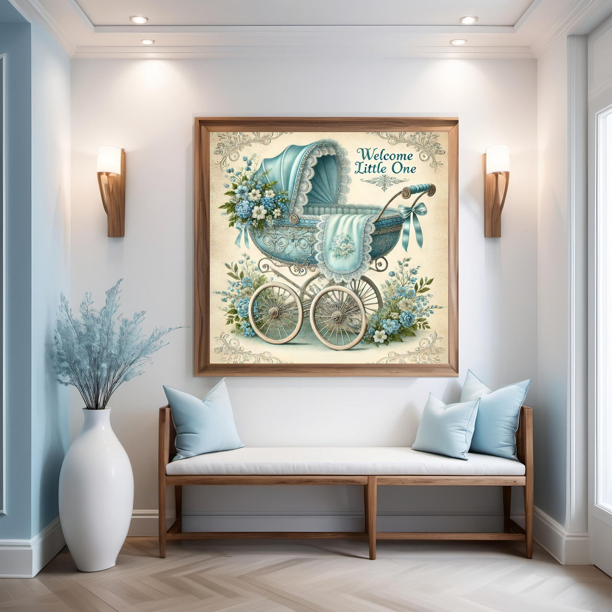 Vintage Baby Pram Print: Nursery Wall Art, Baby Shower Decor (Digital Download)