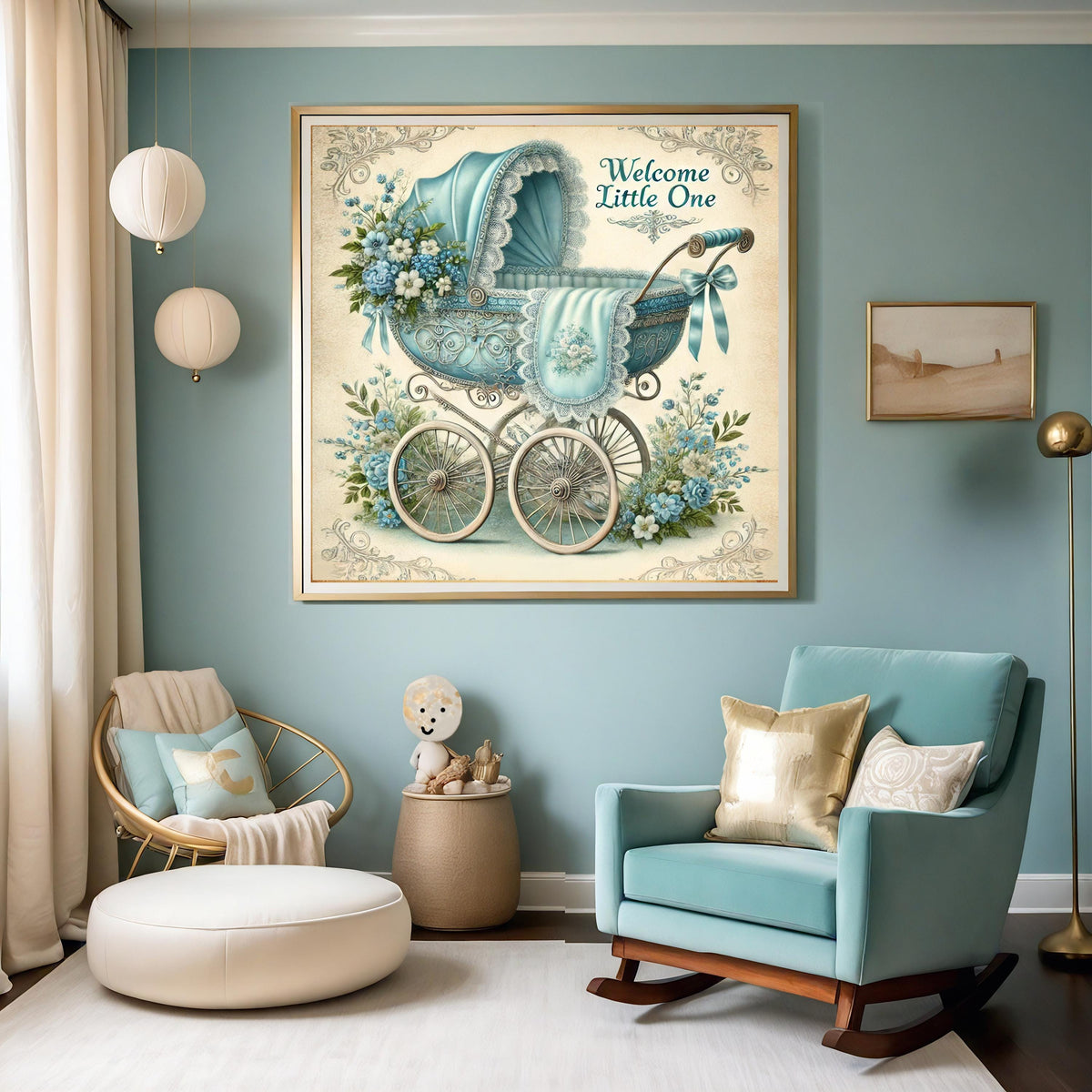 Vintage Baby Pram Print: Nursery Wall Art, Baby Shower Decor (Digital Download)