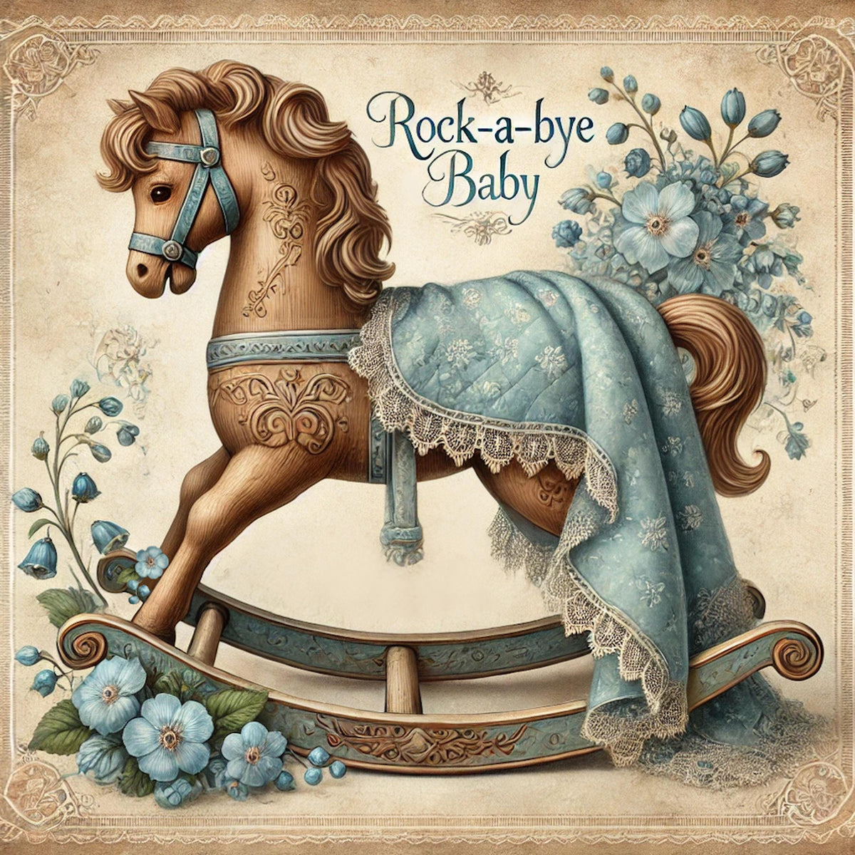 Vintage Rocking Horse Nursery Print: Antique Baby Room Decor (Digital Download) 2