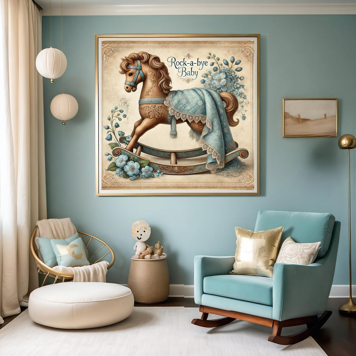 Vintage Rocking Horse Nursery Print: Antique Baby Room Decor (Digital Download) 2