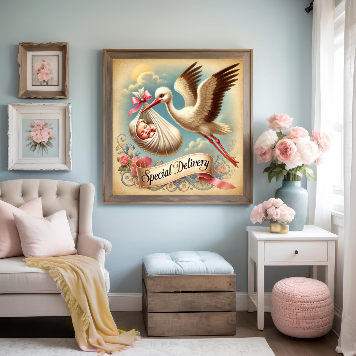 Vintage Stork Baby Print: Victorian Nursery Wall Art (Digital Download) 2