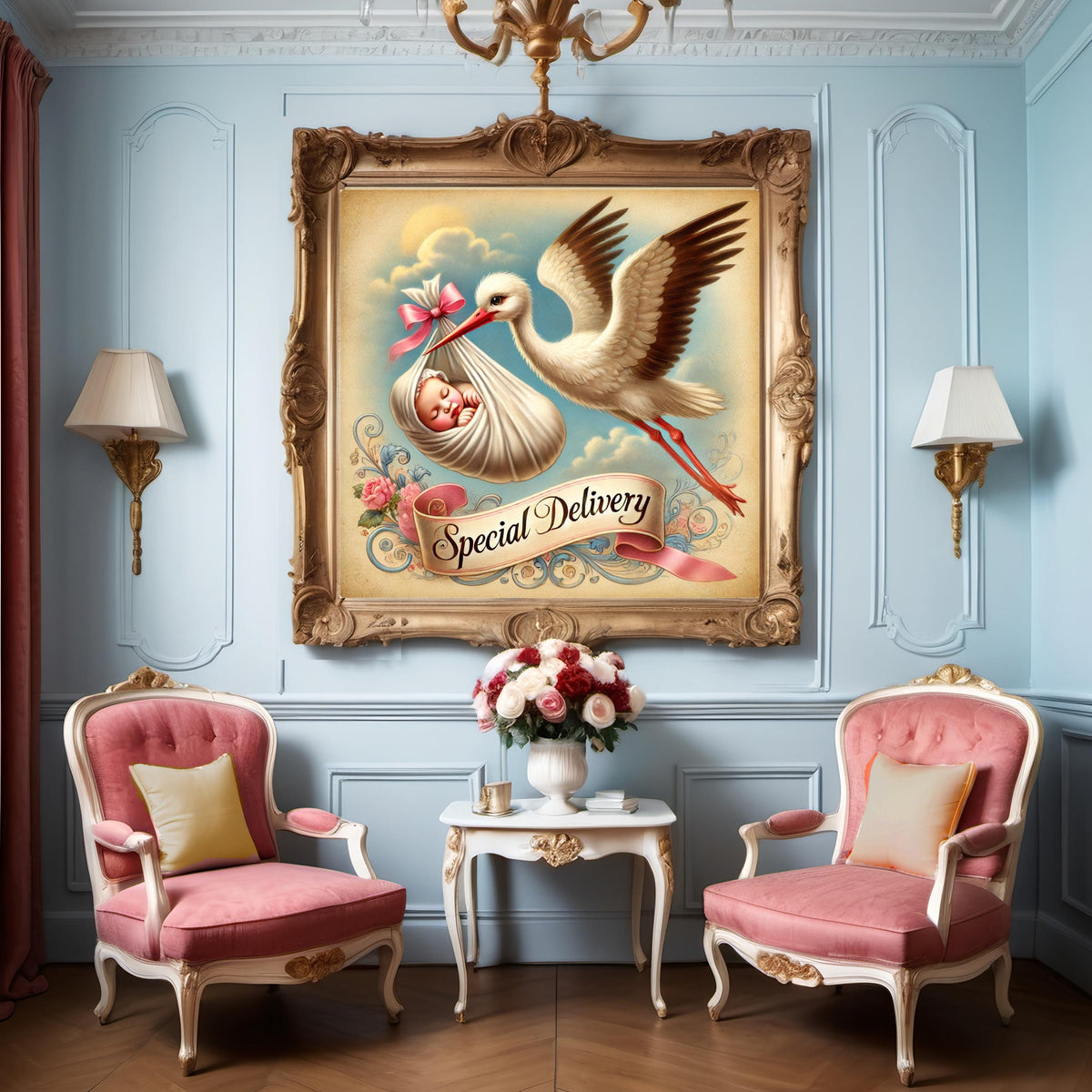 Vintage Stork Baby Print: Victorian Nursery Wall Art (Digital Download) 2